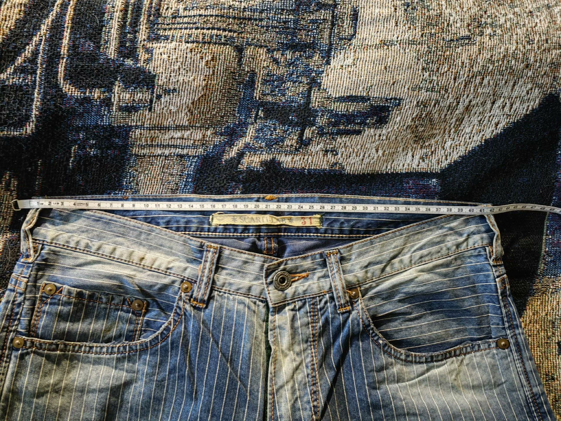 Scarti-Lab Scarti Lab Indigo Striped Washed Denim Pants Size US 31 - 7 Thumbnail