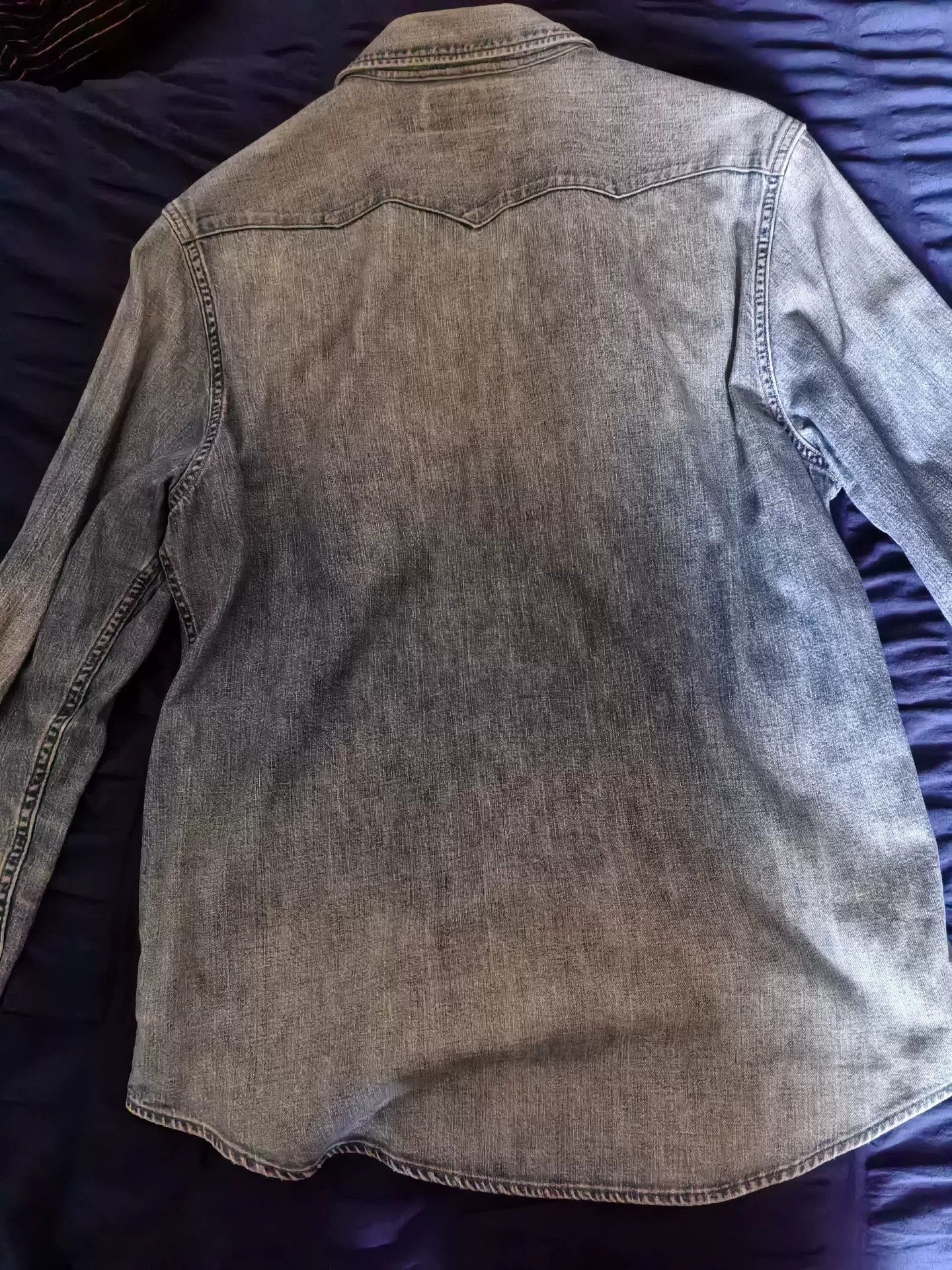 RRL Ralph Lauren RRL Vintage Patched Distressed Denim Shirt Size US M / EU 48-50 / 2 - 6 Thumbnail