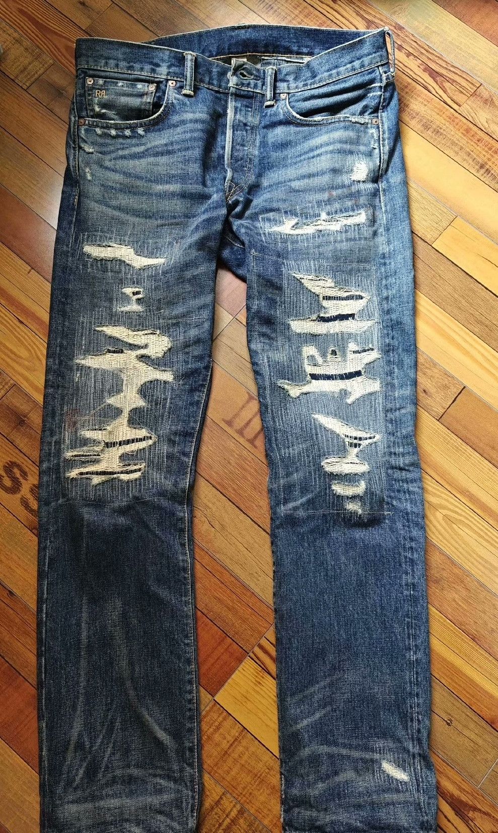 RRL Ralph Lauren RRL Slim Fit Distressed Jeans Size US 34 / EU 50 - 2 Thumbnail