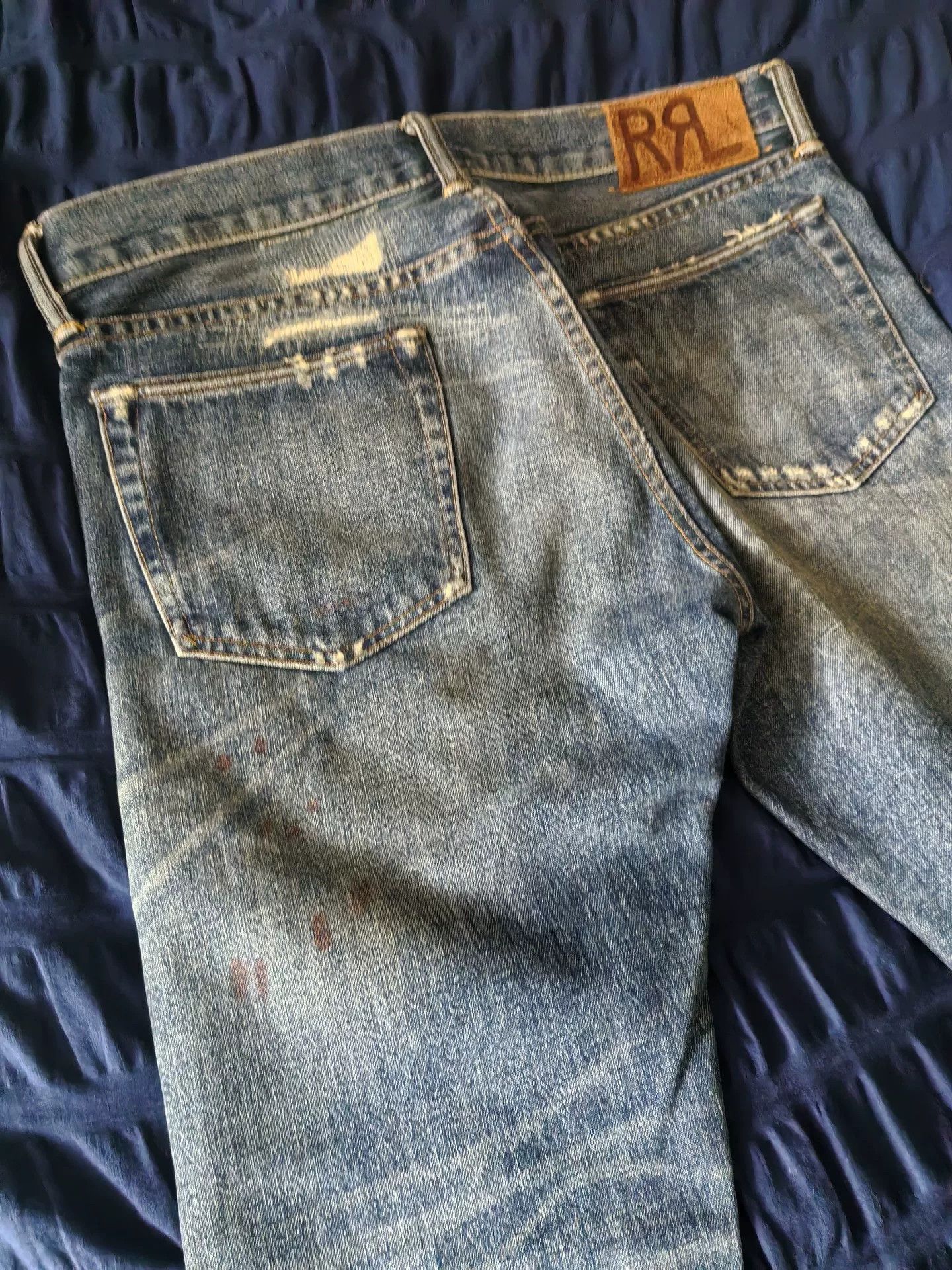 RRL Ralph Lauren RRL Slim Fit Distressed Jeans Size US 33 - 7 Thumbnail