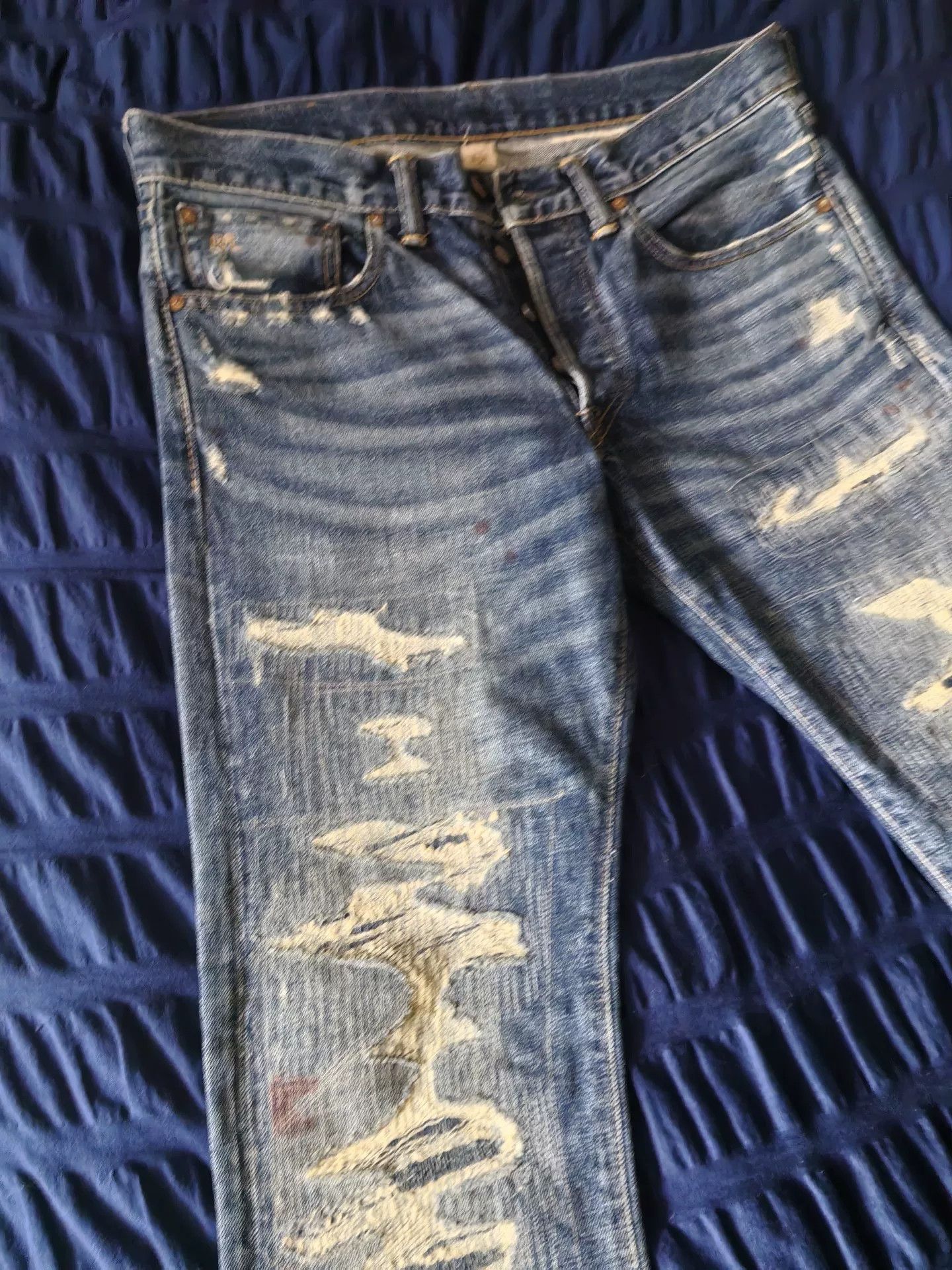 RRL Ralph Lauren RRL Slim Fit Distressed Jeans Size US 33 - 3 Thumbnail
