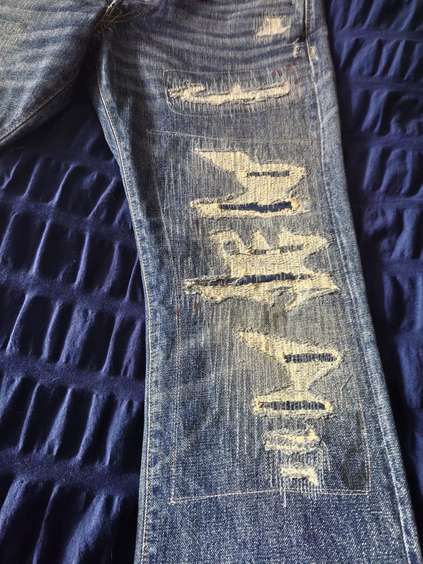 RRL Ralph Lauren RRL Slim Fit Distressed Jeans Size US 33 - 4 Thumbnail