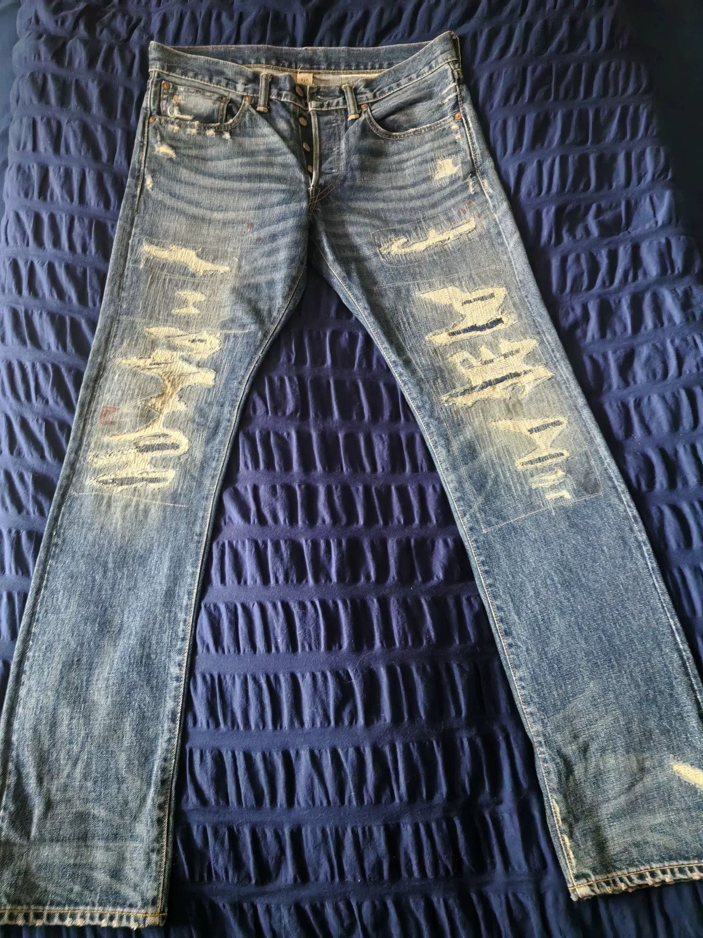 RRL Ralph Lauren RRL Slim Fit Distressed Jeans Size US 33 - 2 Thumbnail