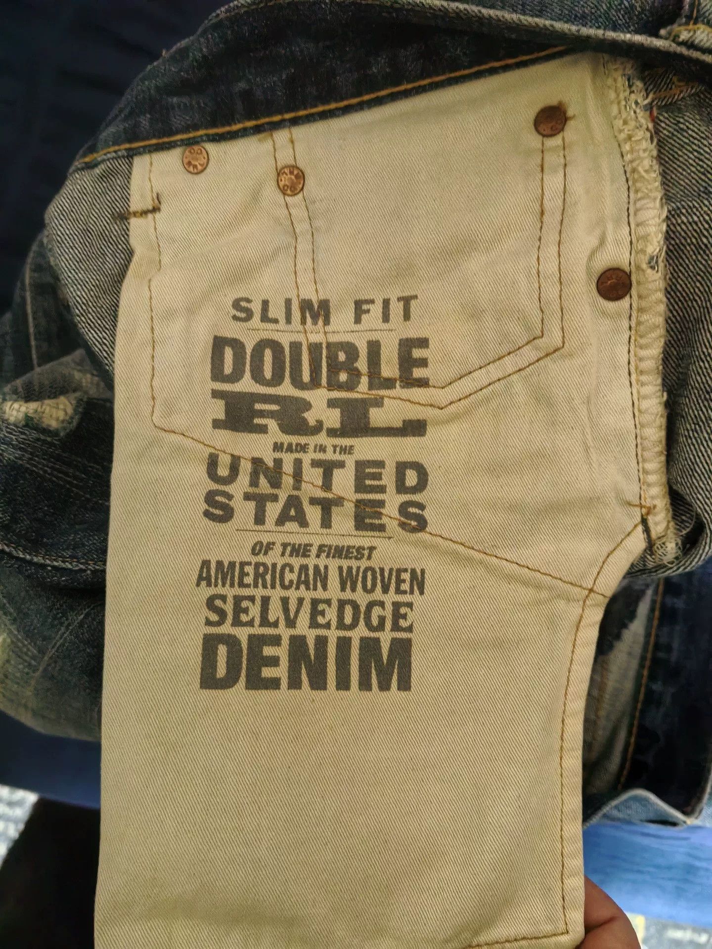RRL Ralph Lauren RRL Slim Fit Distressed Jeans Size US 33 - 8 Thumbnail