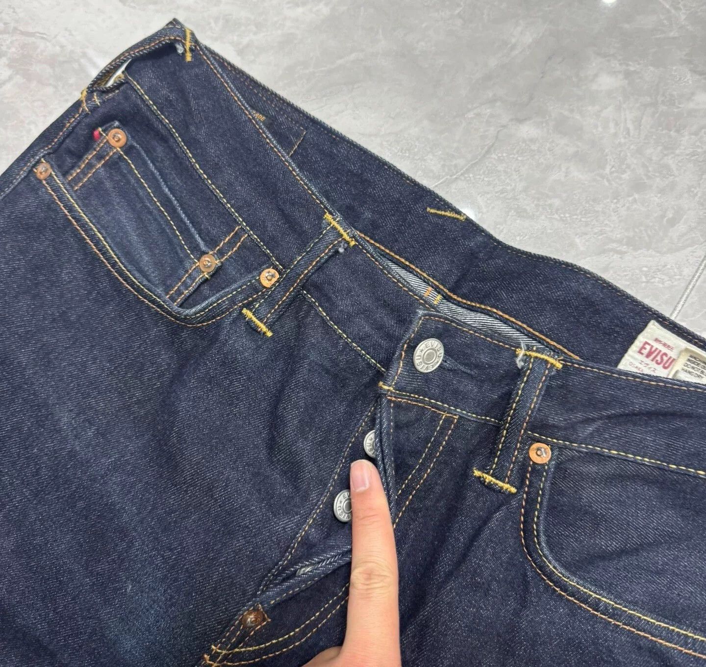 Evisu Evisu White Daruma Embroidered Jeans Size US 33 - 7 Thumbnail