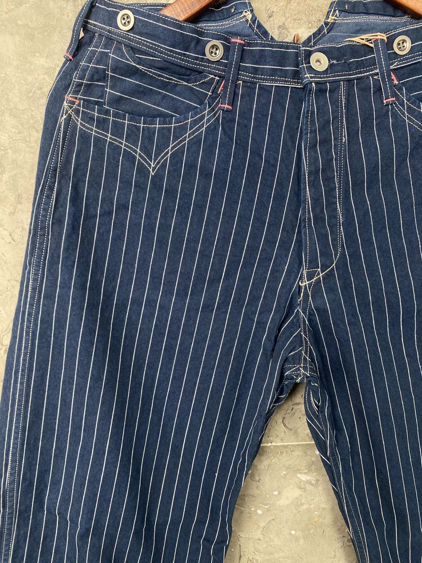 &SONS Gypsy&sons Indigo Striped Loose Cargo Pants Size US 37 - 3 Thumbnail