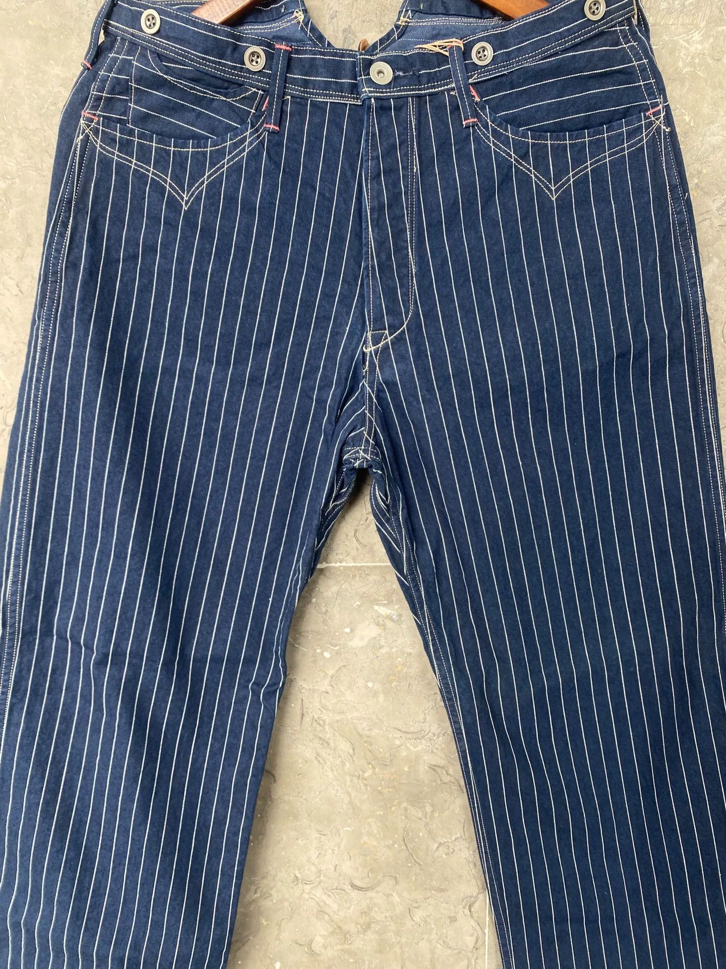 &SONS Gypsy&sons Indigo Striped Loose Cargo Pants Size US 37 - 4 Thumbnail
