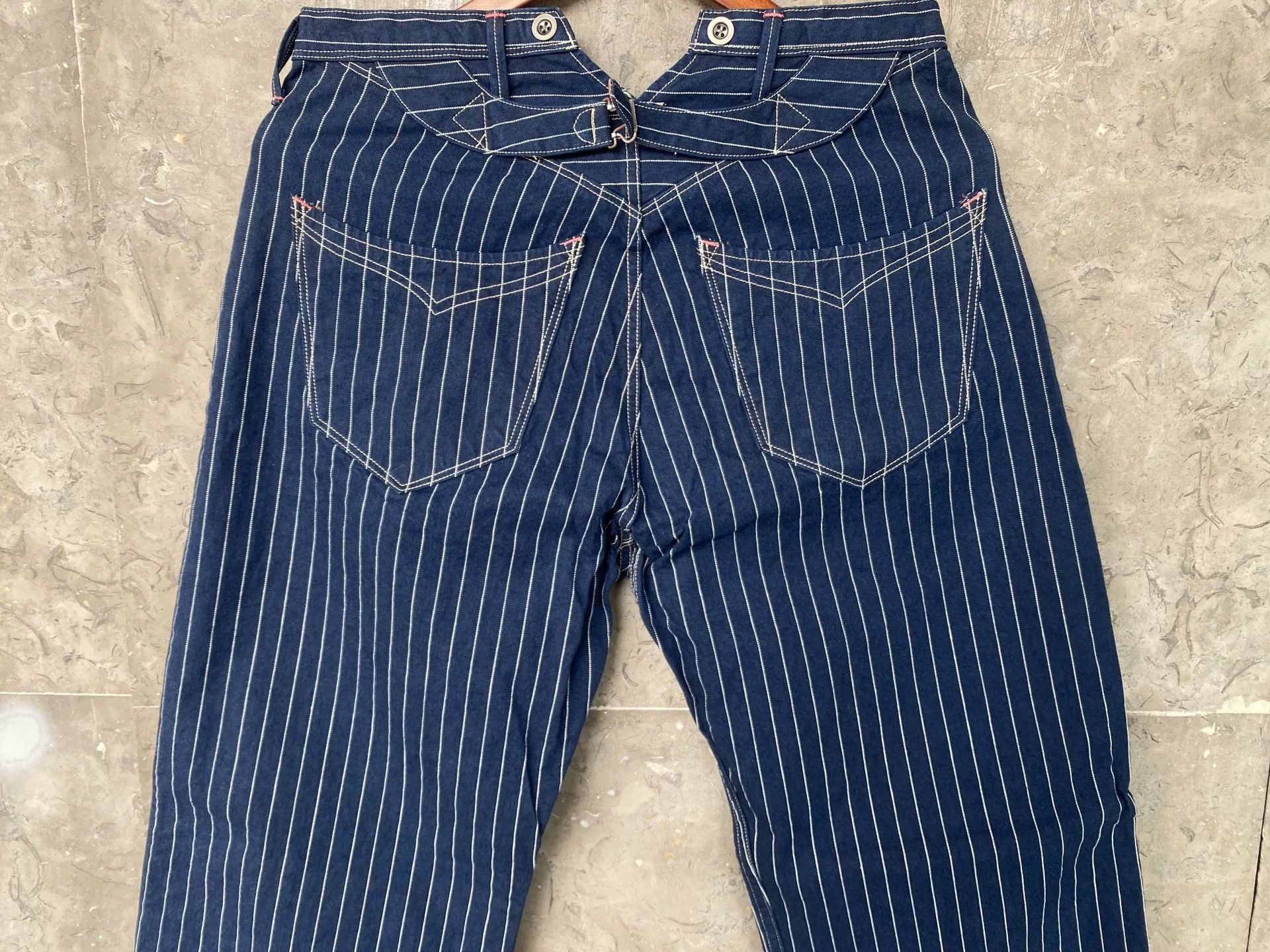 &SONS Gypsy&sons Indigo Striped Loose Cargo Pants Size US 37 - 5 Thumbnail