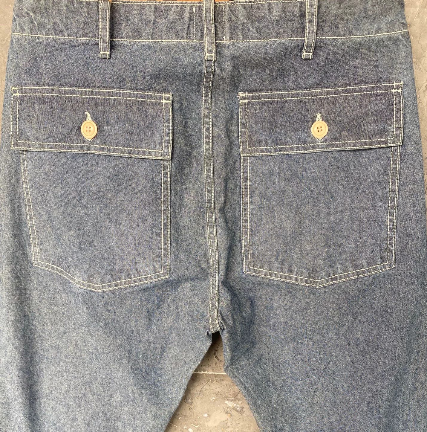 Tellason TELLASON Washed Blue Cotton Military Pants Size US 29 - 7 Thumbnail