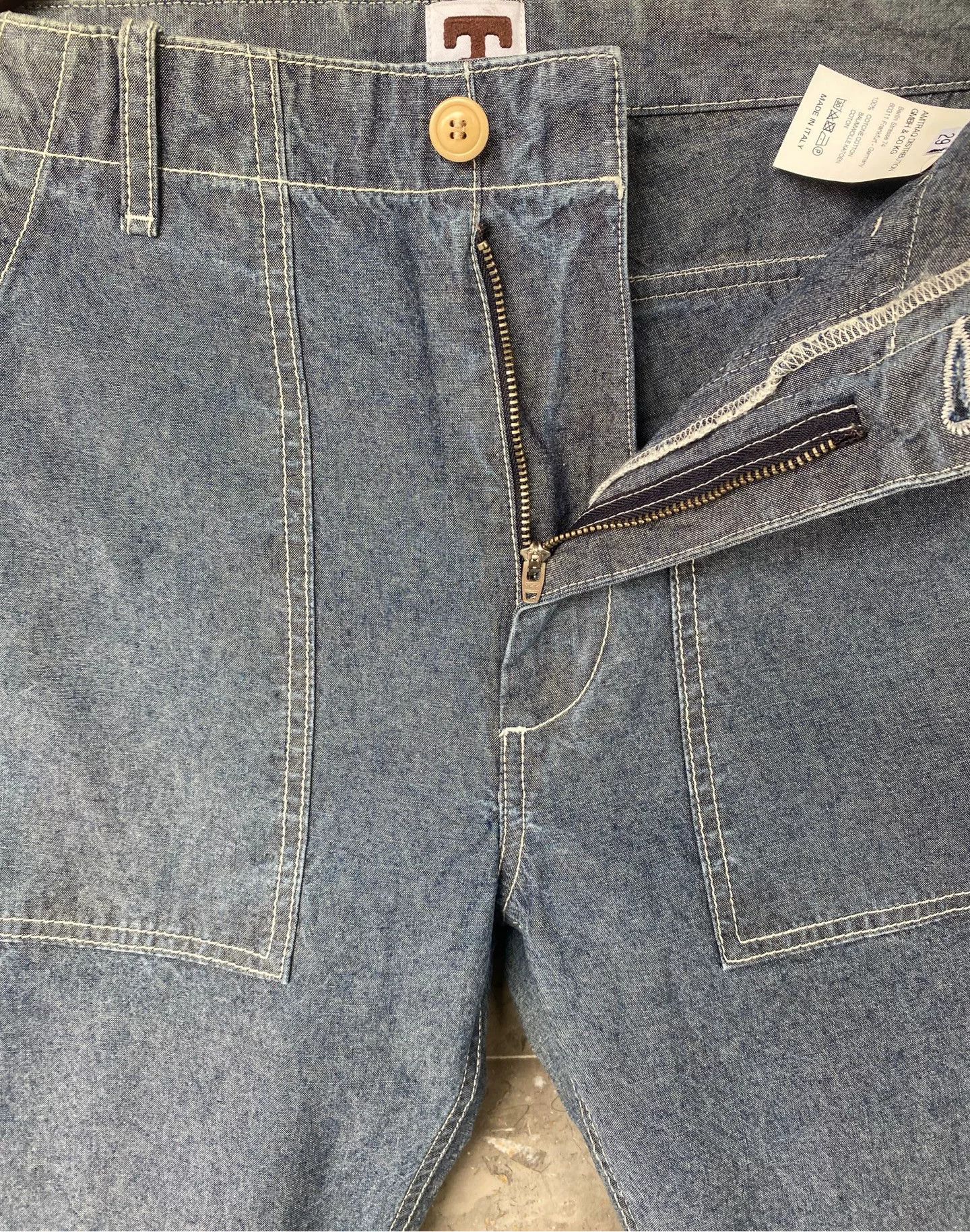 Tellason TELLASON Washed Blue Cotton Military Pants Size US 29 - 4 Thumbnail