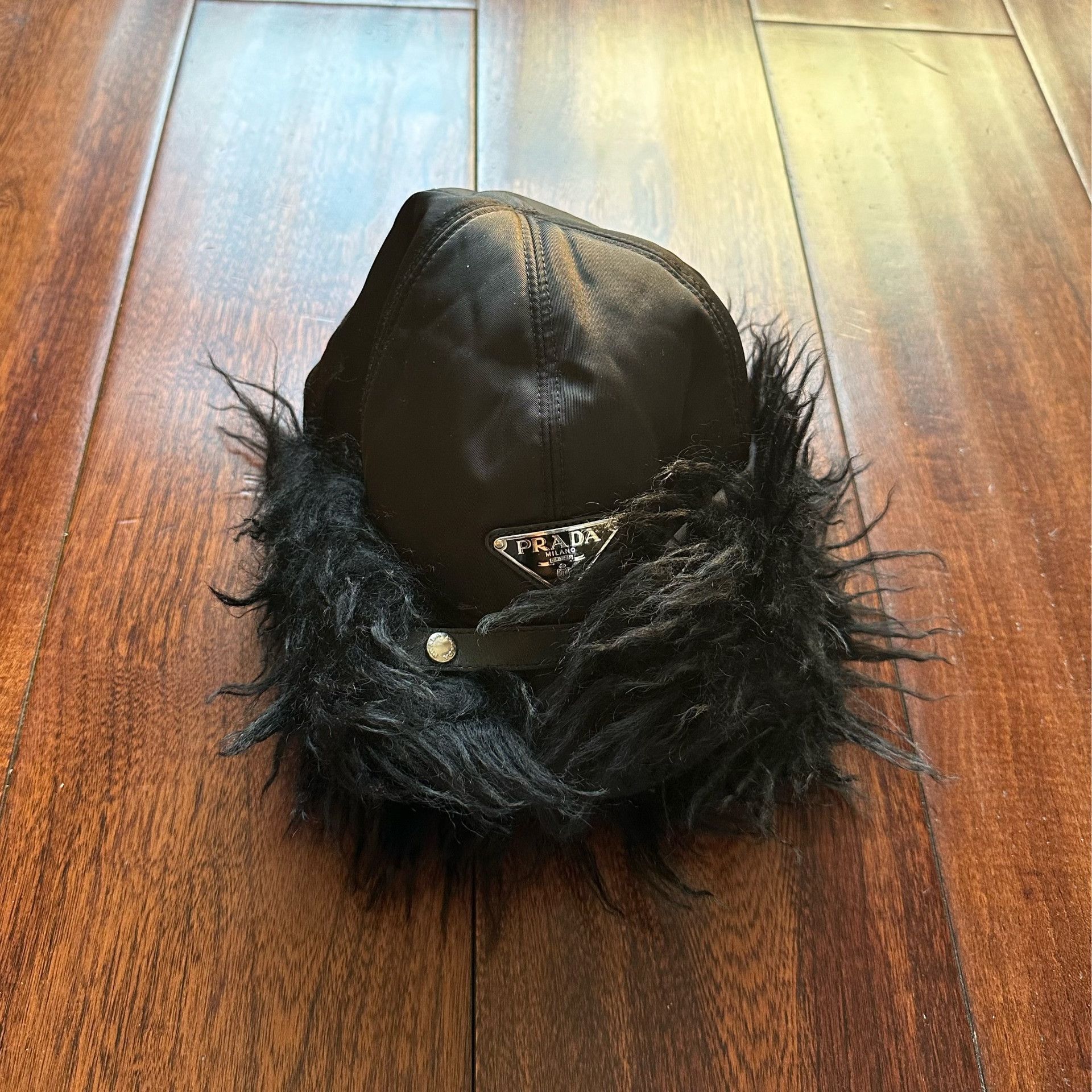 Prada Prada Black Nylon Mohair Hat Size ONE SIZE - 2 Thumbnail