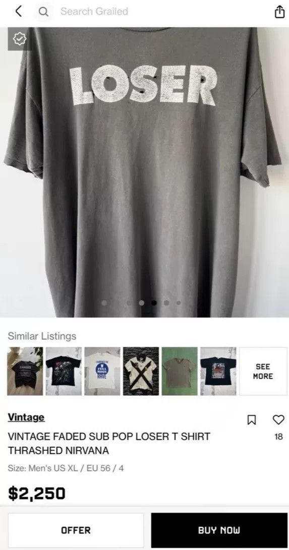 Vintage Vintage Sub Pop 90s Loser Nirvana Tee Size US L / EU 52-54 / 3 - 5 Thumbnail