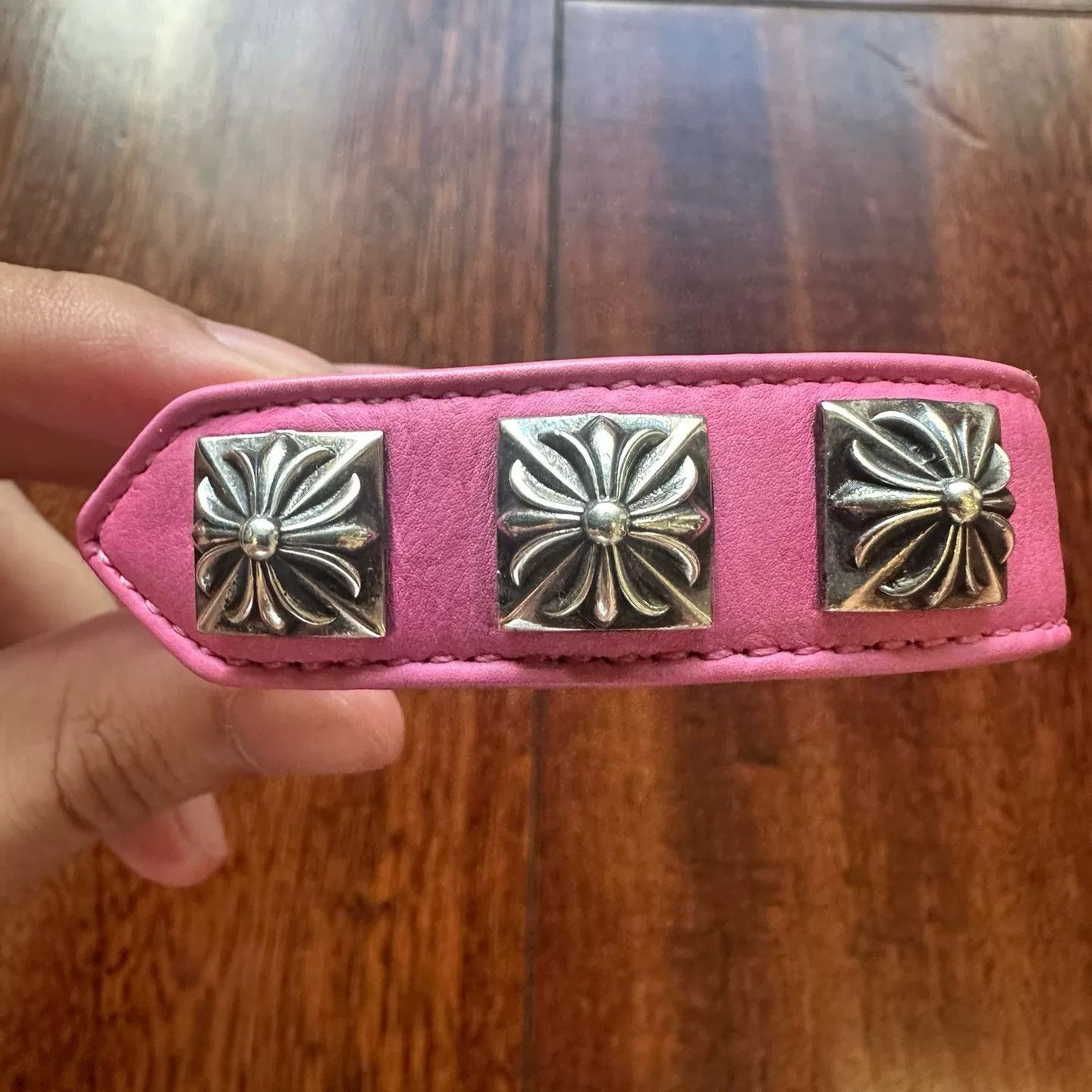 Chrome Hearts Chrome Hearts Limited Pink Leather Bracelet Size ONE SIZE - 3 Thumbnail