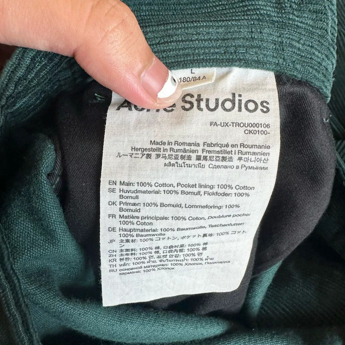 Acne Studios Acne Studios Green Corduroy Cargo Pants Size US 34 / EU 50 - 5 Thumbnail
