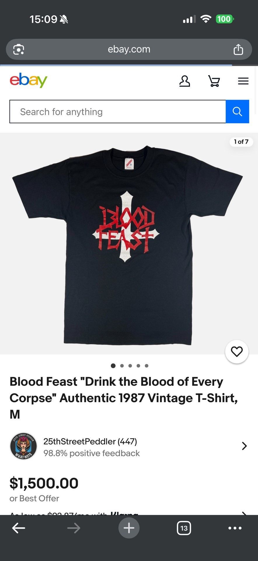 Vintage Vintage Blood Feast 1999 Longsleeve Size US M / EU 48-50 / 2 - 9 Thumbnail