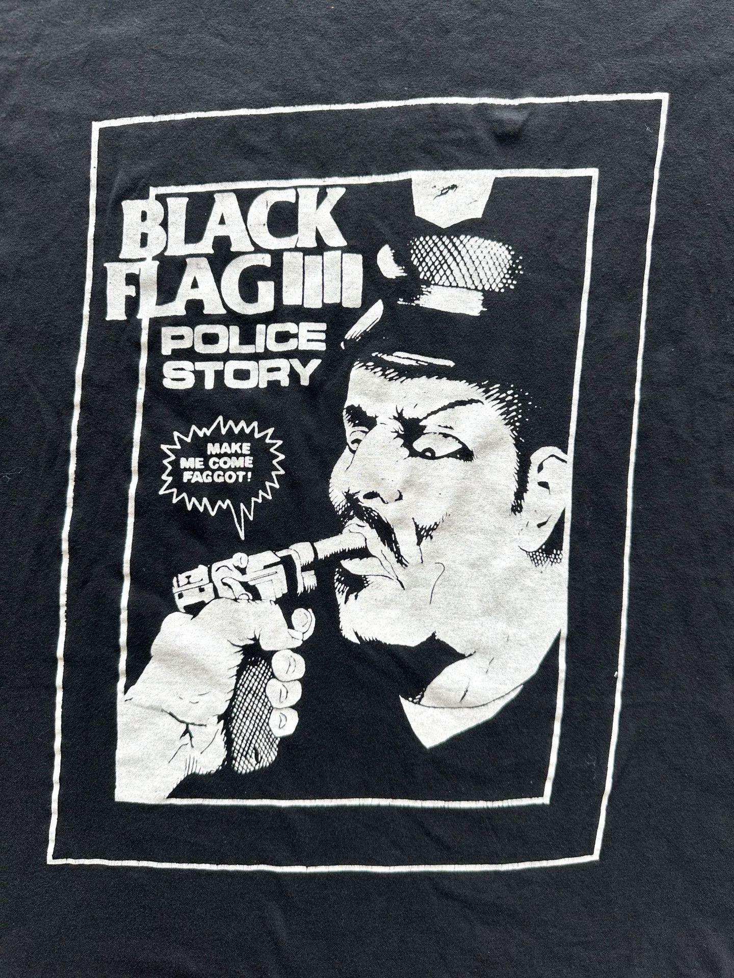 Vintage Vintage 90s Black Flag Police Story Tee Size US S / EU 44-46 / 1 - 2 Thumbnail