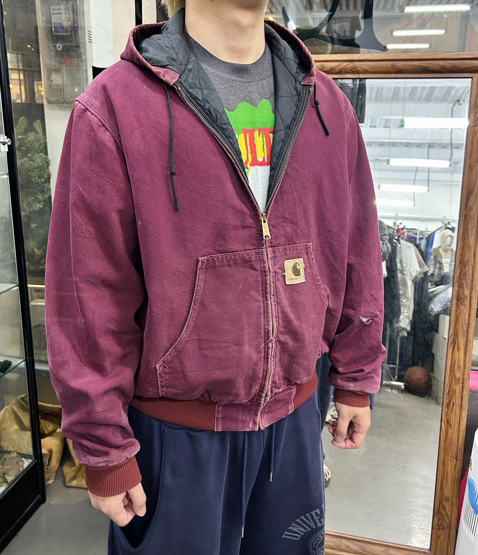 Vintage Vintage Carhartt J68 90s Red Hooded Jacket Size US M / EU 48-50 / 2 - 6 Thumbnail