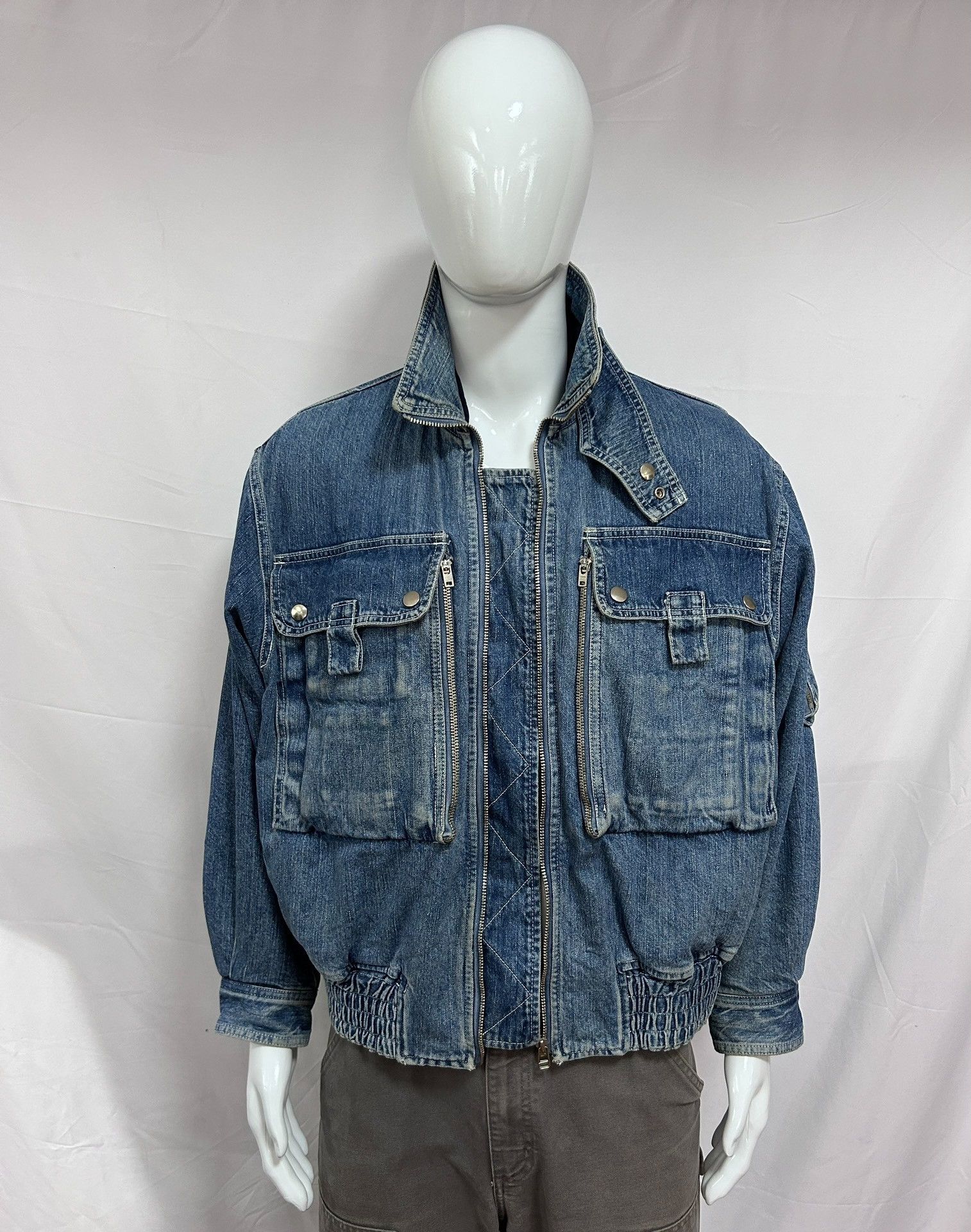 Vintage Vintage Issey Miyake Denim Bomber Size US M / EU 48-50 / 2 - 5 Thumbnail