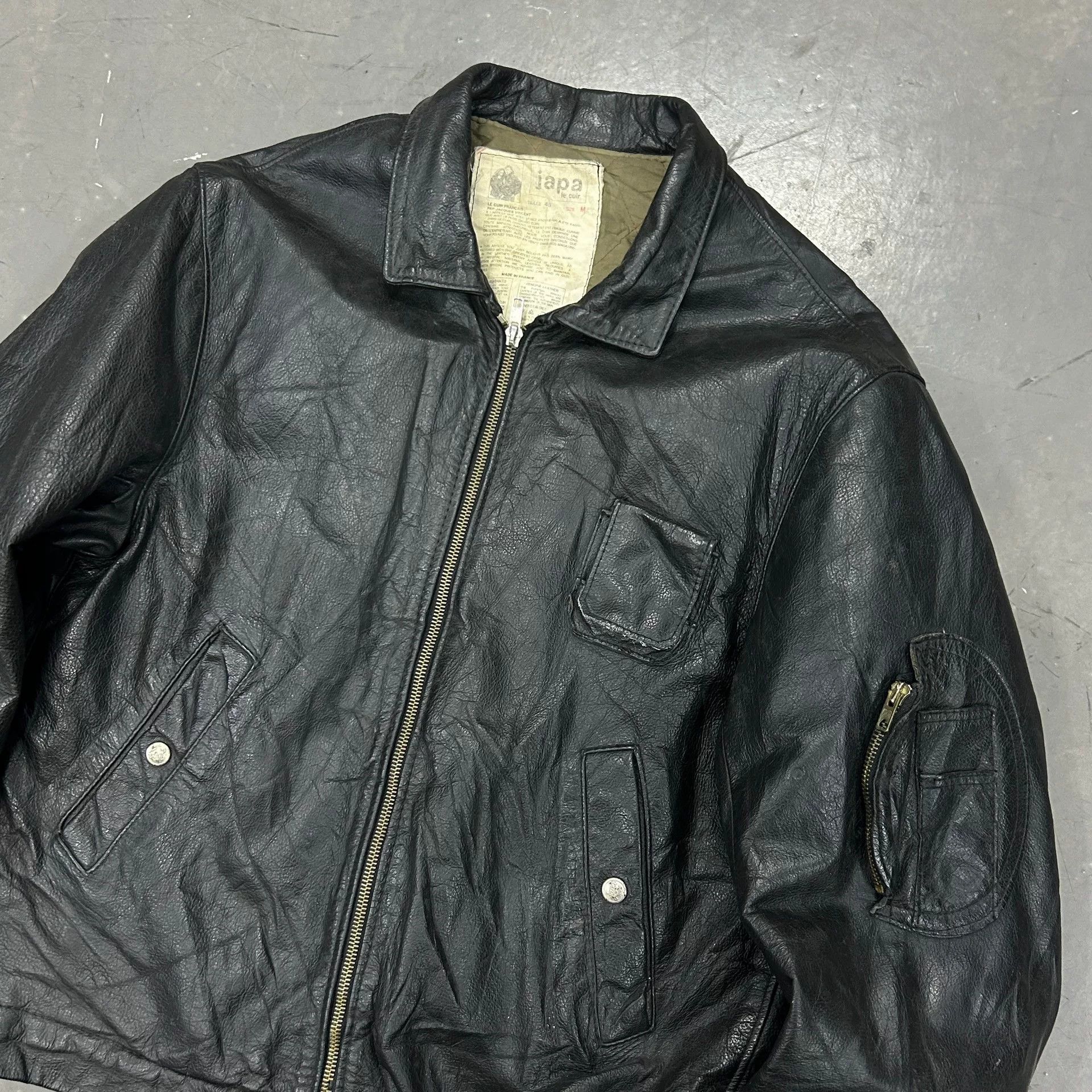 Vintage Vintage 80s French Bomber Leather Jacket Size US M / EU 48-50 / 2 - 2 Thumbnail