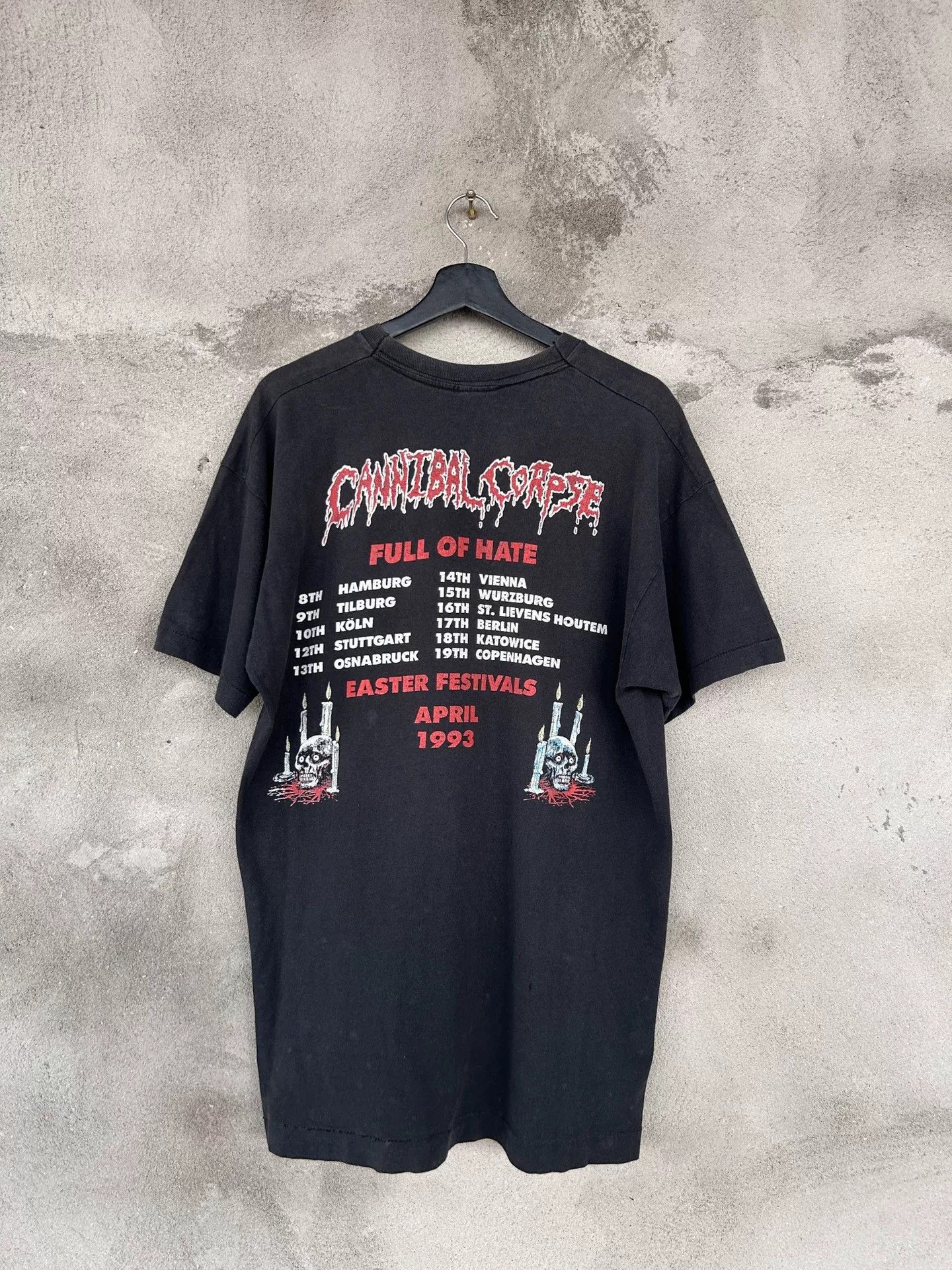 Vintage Cannibal Corpse 1993 Tour Vintage Tee Size US XL / EU 56 / 4 - 5 Thumbnail
