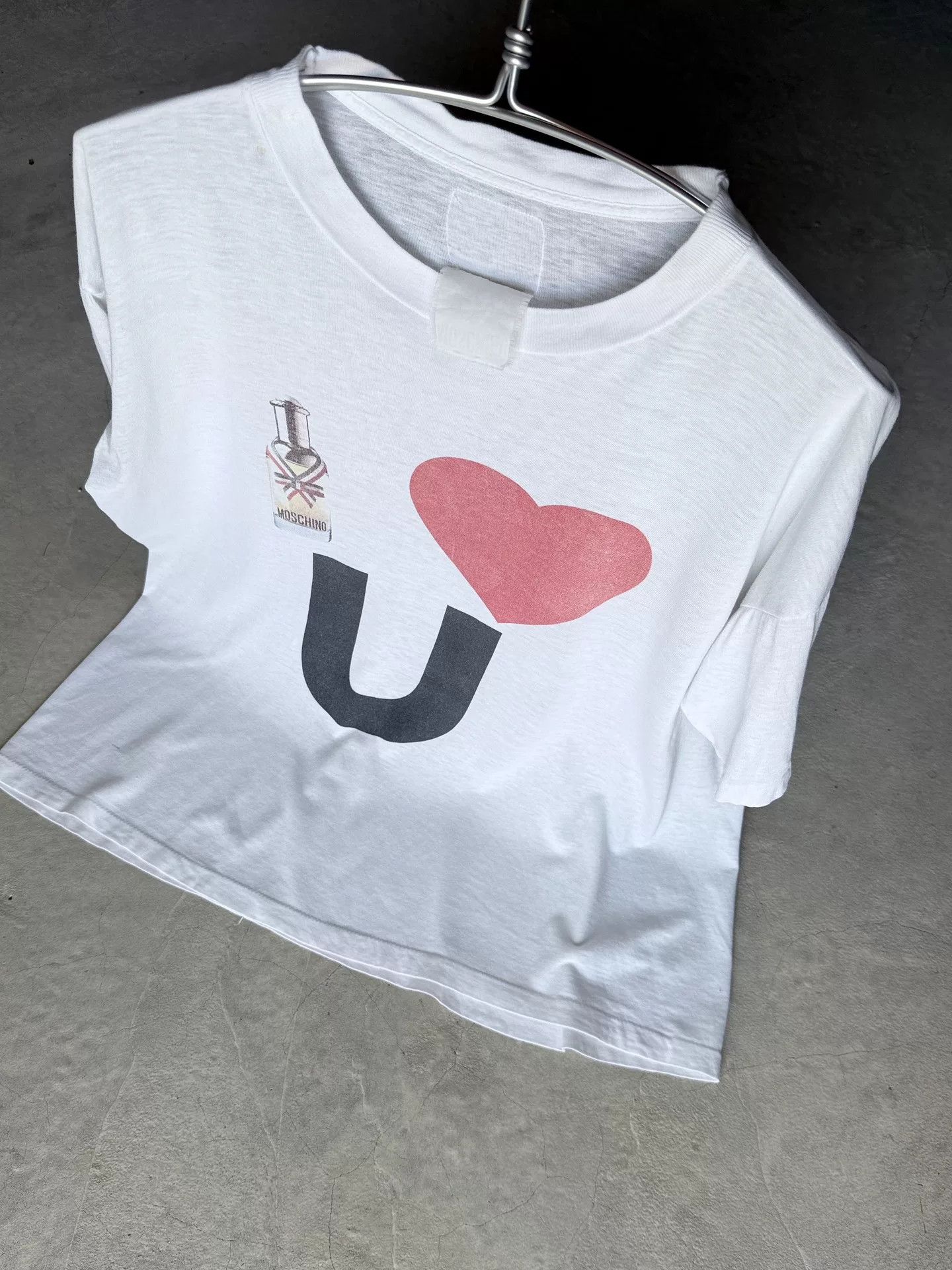Vintage Vintage 90s Moschino I ❤️U Graphic Tee Size US XL / EU 56 / 4 - 9 Thumbnail