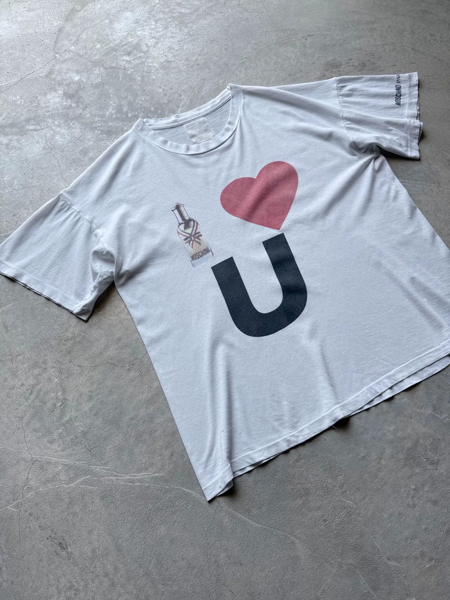 Vintage Vintage 90s Moschino I ❤️U Graphic Tee Size US XL / EU 56 / 4 - 3 Thumbnail