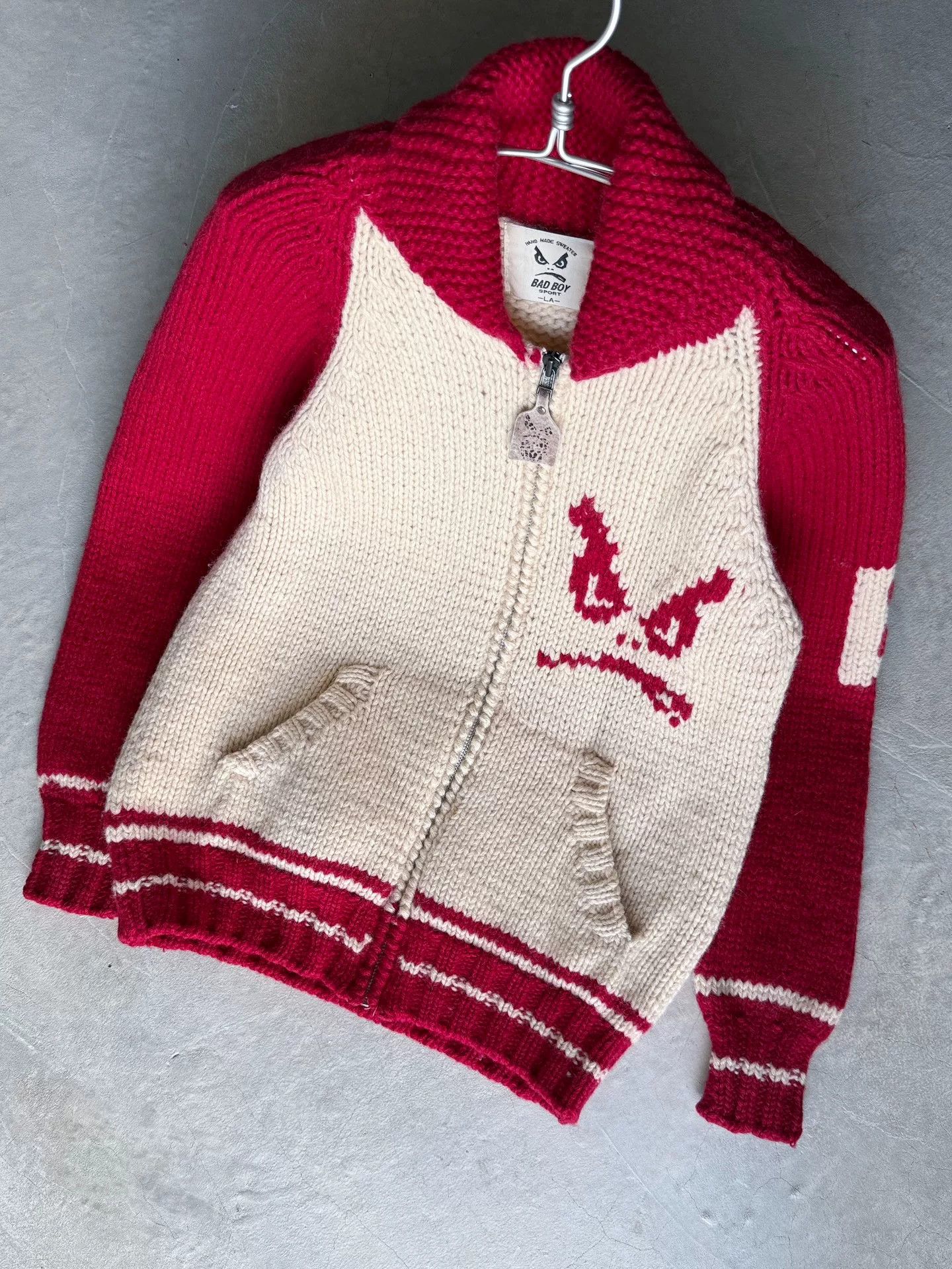 Vintage Vintage 90s BadBoy Wool Cardigan Size US L / EU 52-54 / 3 - 8 Thumbnail