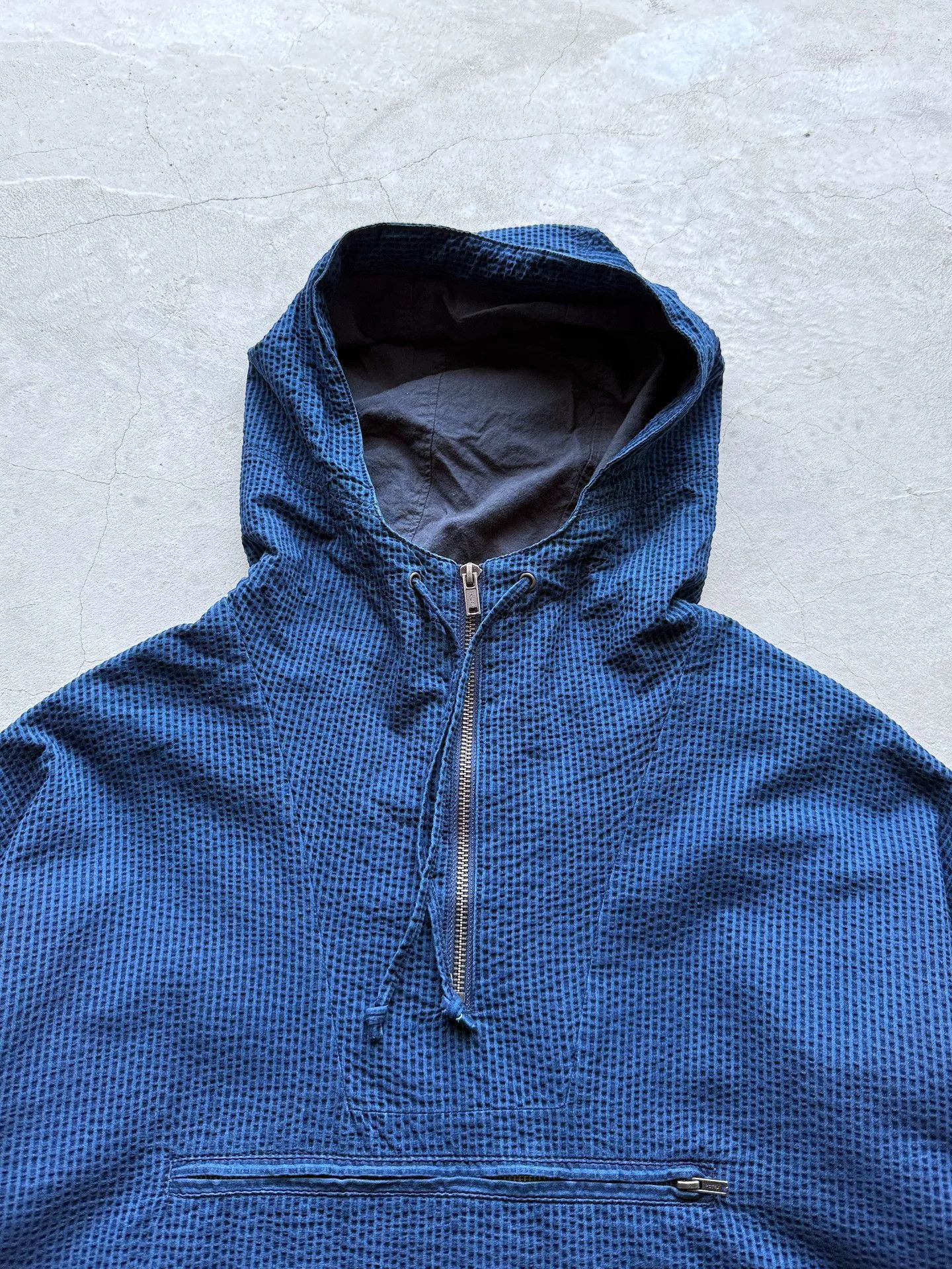 Vintage Vintage 90s J Crew Indigo Seersucker Anorak Size US L / EU 52-54 / 3 - 4 Thumbnail