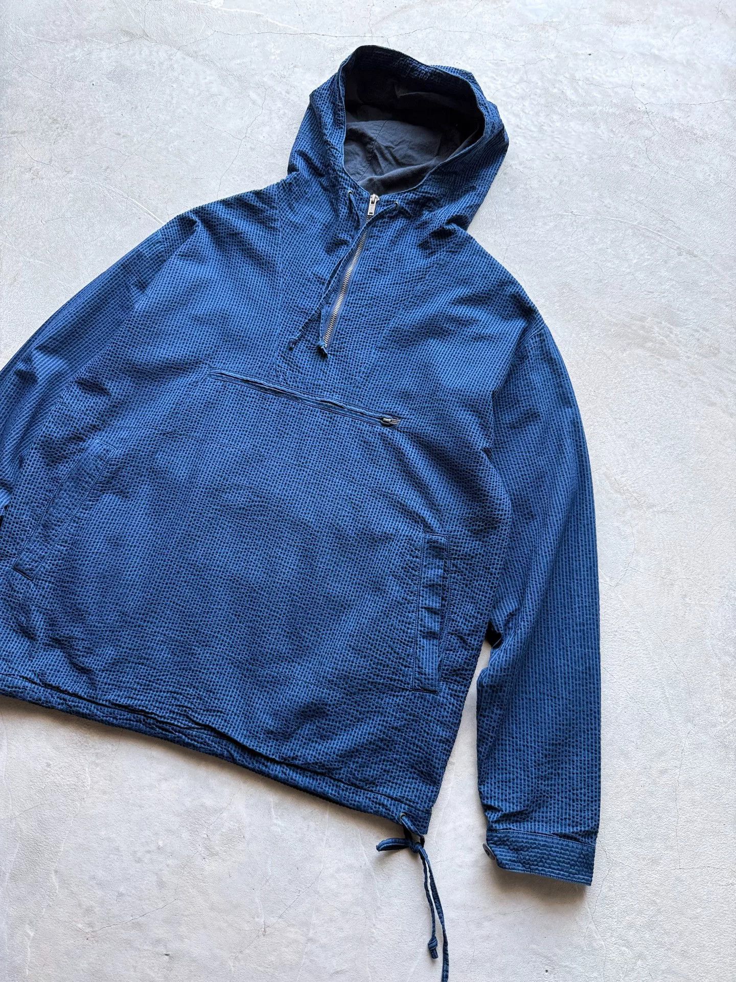 Vintage Vintage 90s J Crew Indigo Seersucker Anorak Size US L / EU 52-54 / 3 - 2 Thumbnail