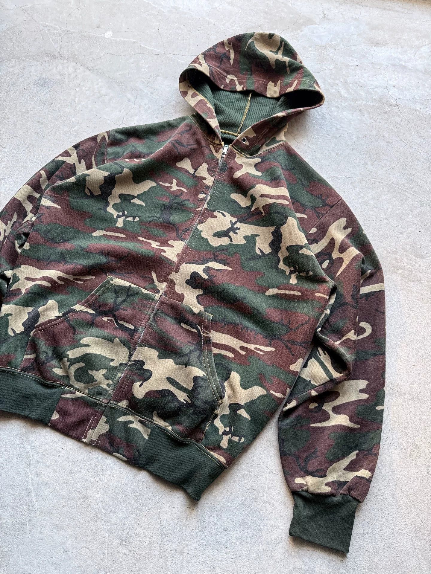 Vintage Vintage 80s Camouflage Zip Up Hoodie Size US L / EU 52-54 / 3 - 2 Thumbnail