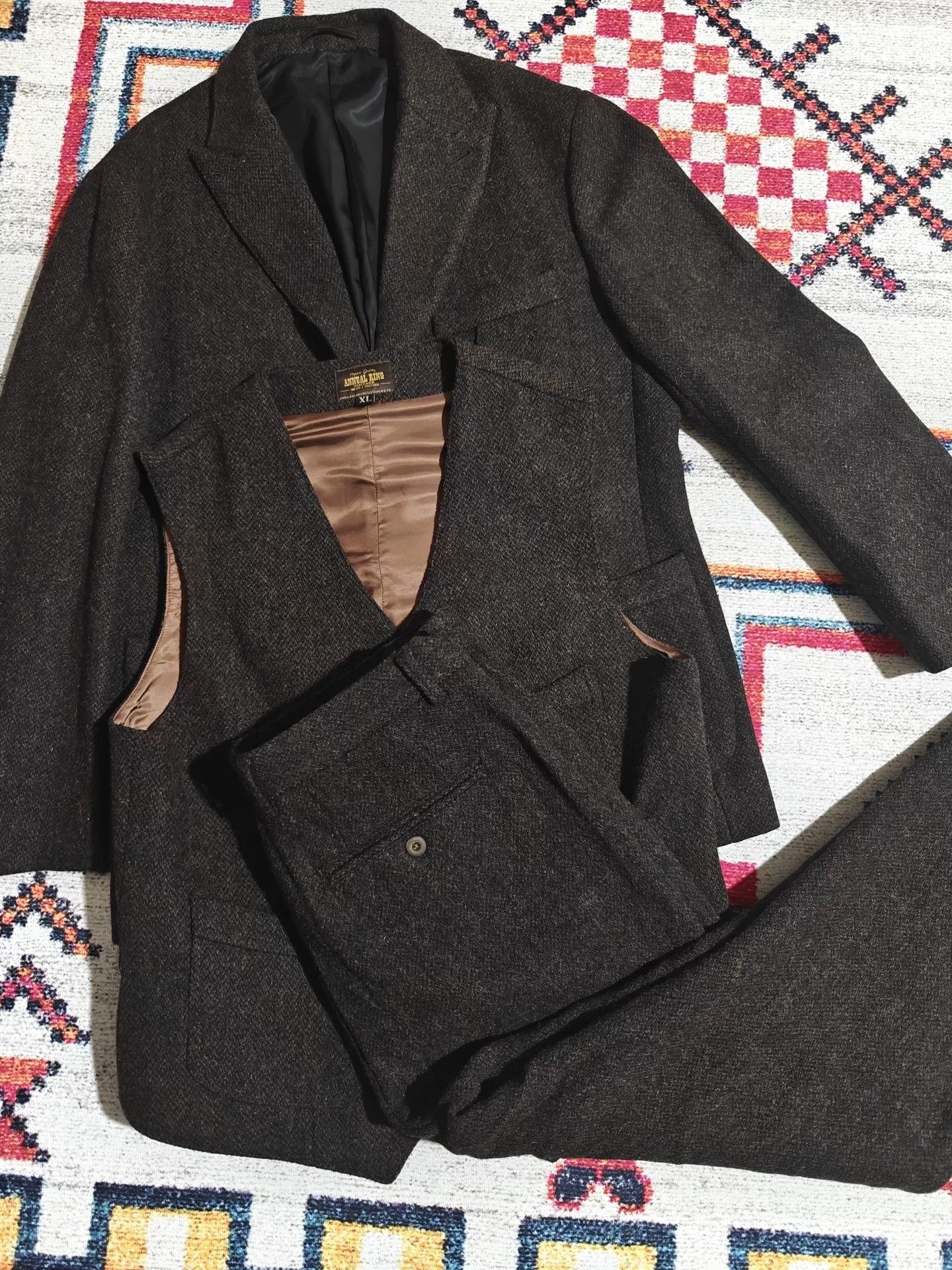 Ring Jacket British Retro Tweed Wool Hunting Blazer Size US XL / EU 56 / 4 - 6 Thumbnail