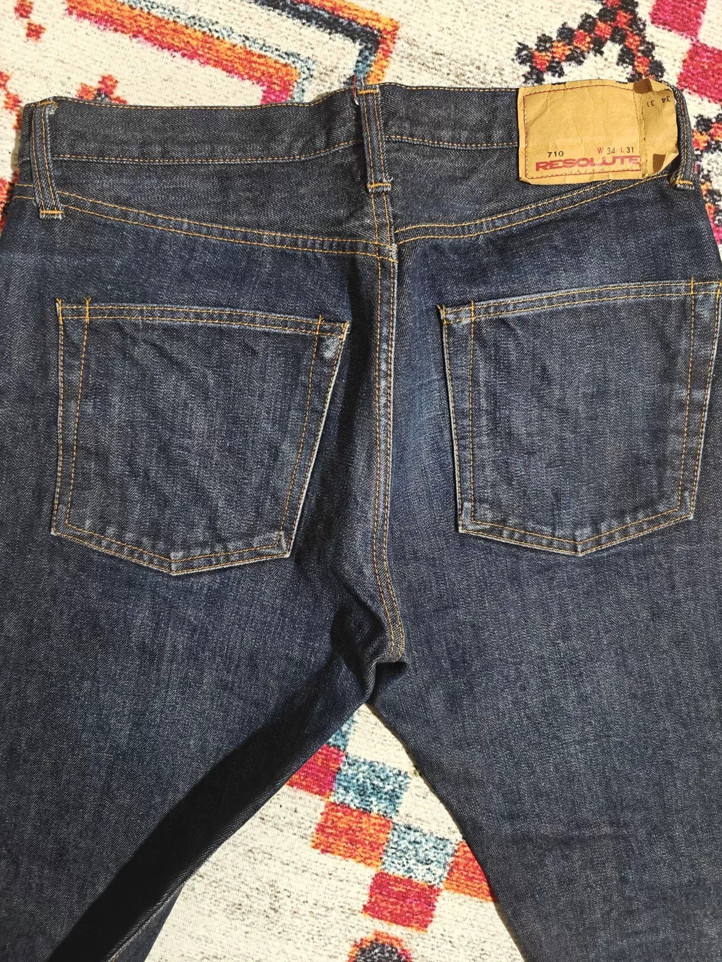 RESOLUTE RESOLUTE 710 Retro Slim Straight Raw Denim Jeans Size US 34 / EU 50 - 6 Thumbnail
