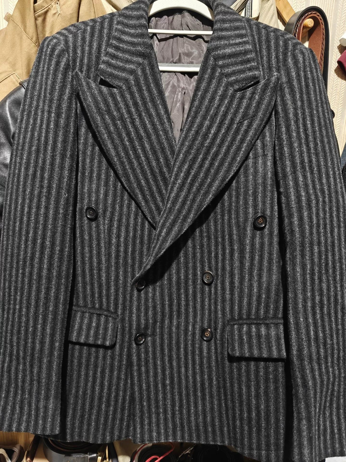 Vintage British Vintage Double-Breasted Striped Tweed Blazer Size US L / EU 52-54 / 3 - 2 Thumbnail