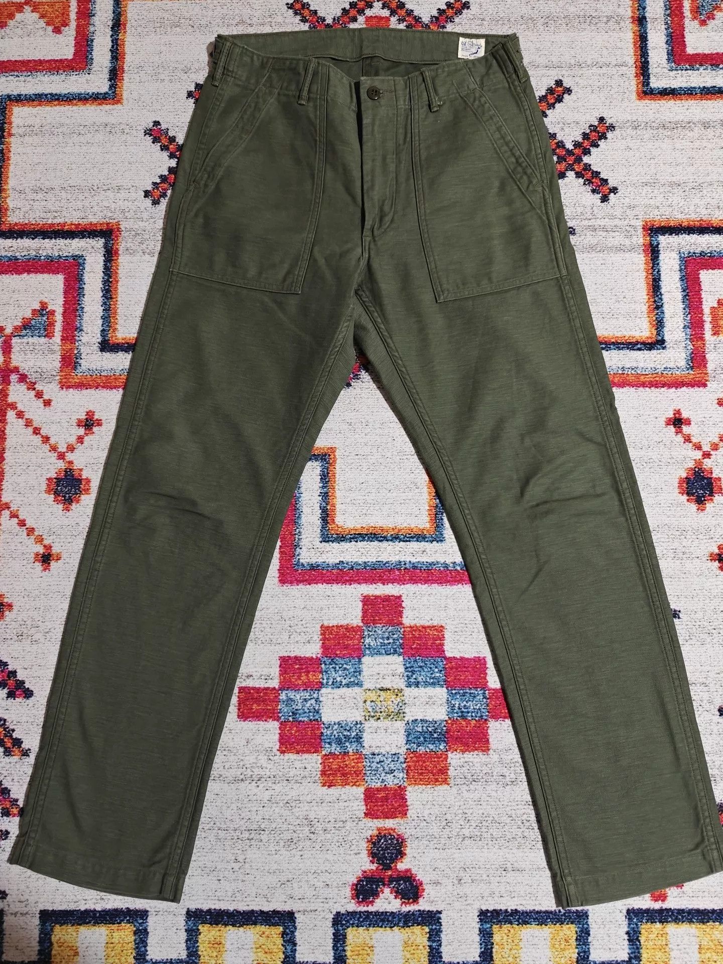 Orslow ORSLOW OG107 5032 Military Green Cargo Pants Size US 26 / EU 42 - 2 Thumbnail