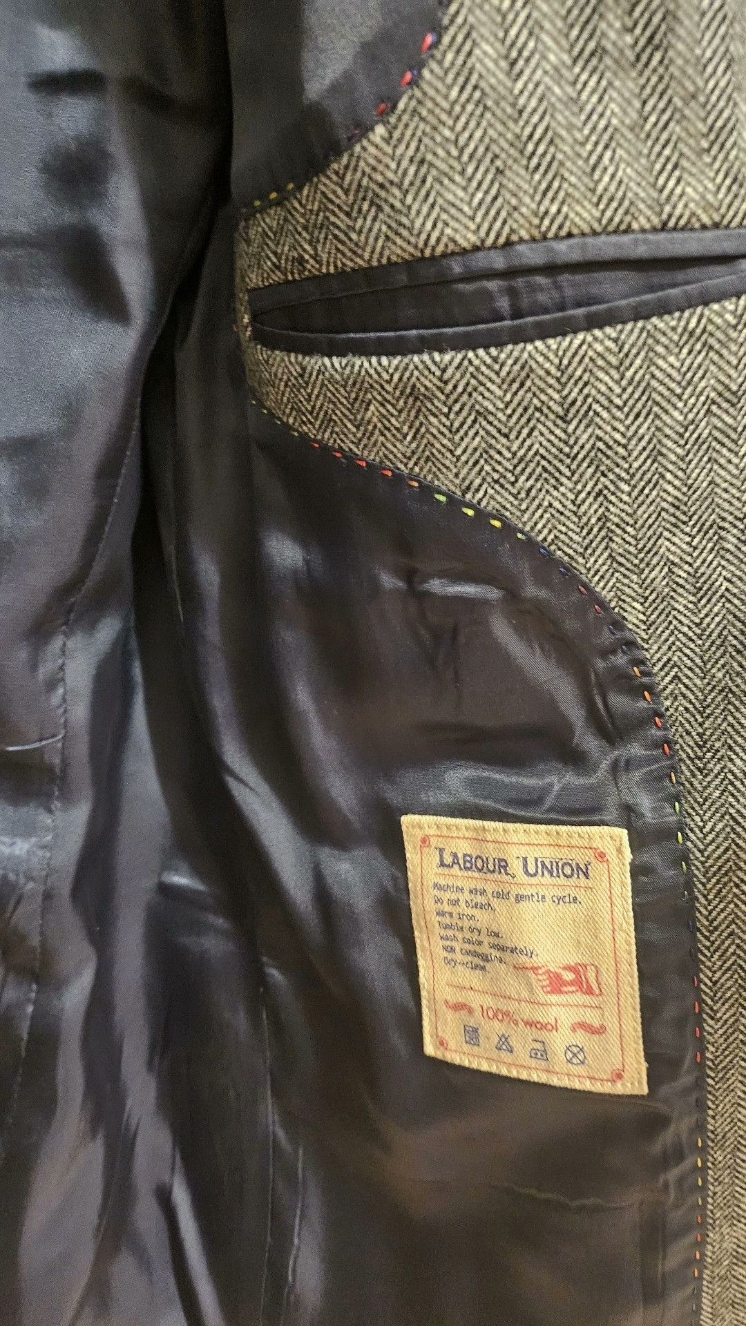 Stepney Workers Club Labour Union Vintage Herringbone Wool Blazer Size US L / EU 52-54 / 3 - 6 Thumbnail