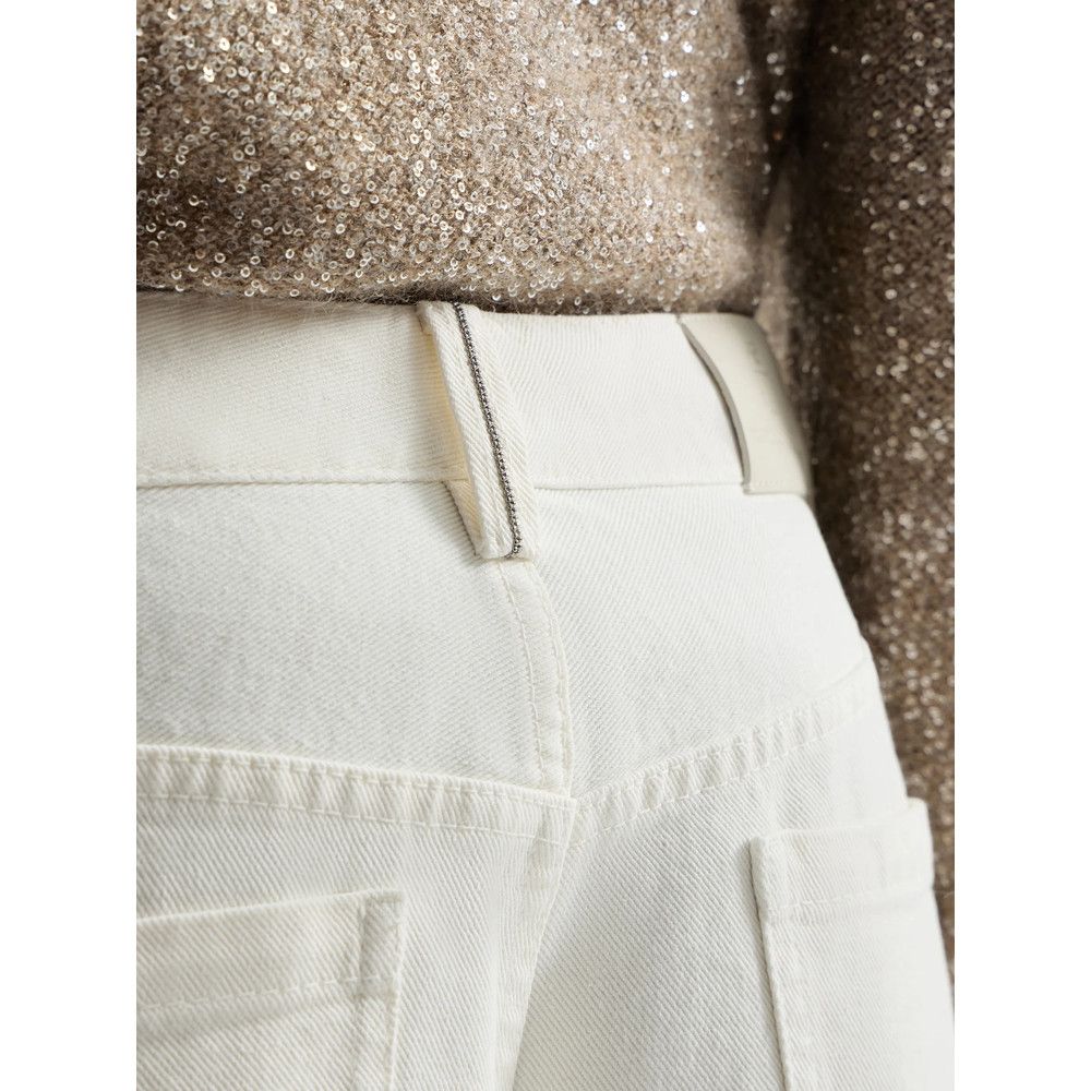 Brunello Cucinelli Brunello Cucinelli WHITE Trousers - Straight Trousers Size 30" / US 8 / IT 44 - 3 Thumbnail