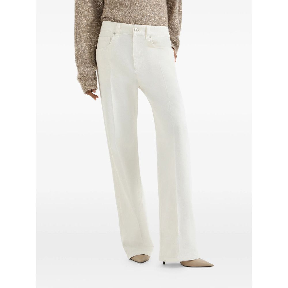 Brunello Cucinelli Brunello Cucinelli WHITE Trousers - Straight Trousers Size 30" / US 8 / IT 44 - 2 Thumbnail