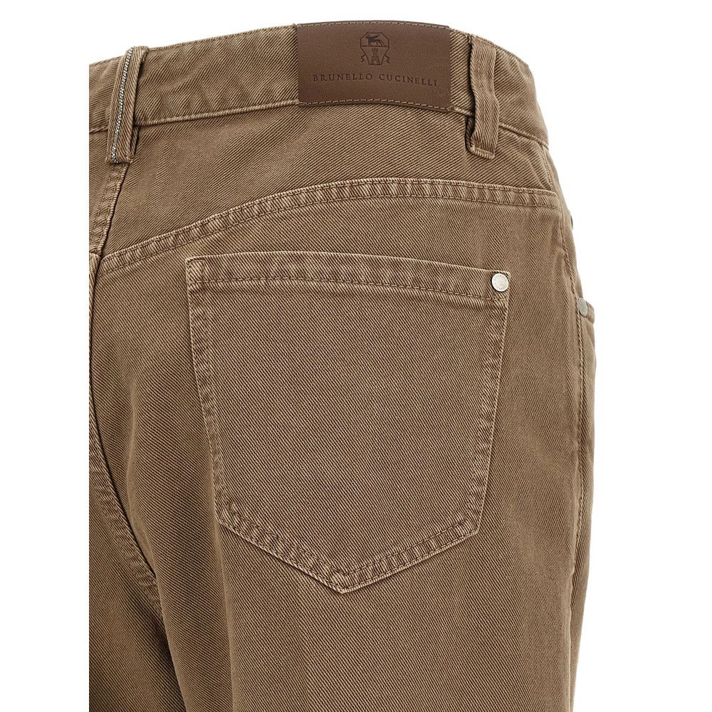 Brunello Cucinelli Brunello Cucinelli BROWN Denim - Straight-Leg Jeans Size 32" / US 10 / IT 46 - 3 Thumbnail