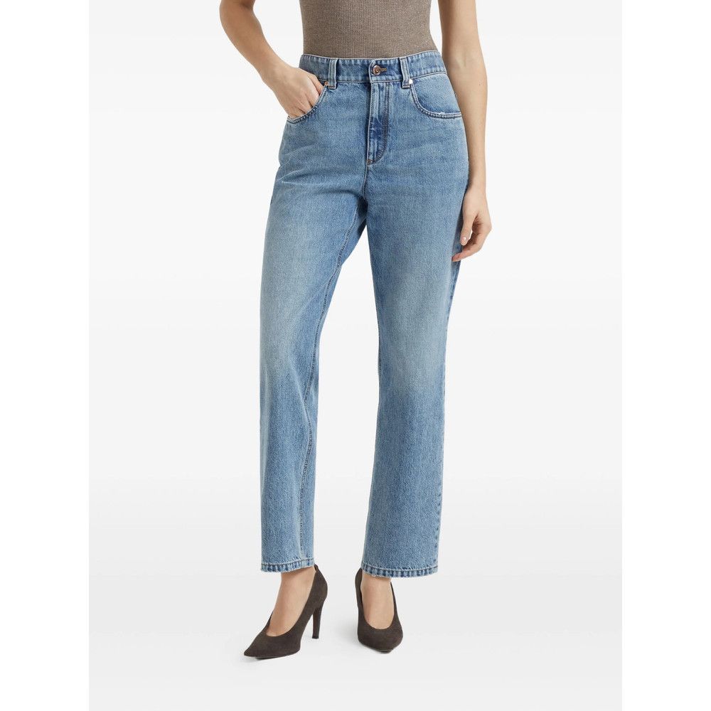 Brunello Cucinelli Brunello Cucinelli BLUE Denim - Straight-Leg Jeans Size 30" / US 8 / IT 44 - 3 Thumbnail
