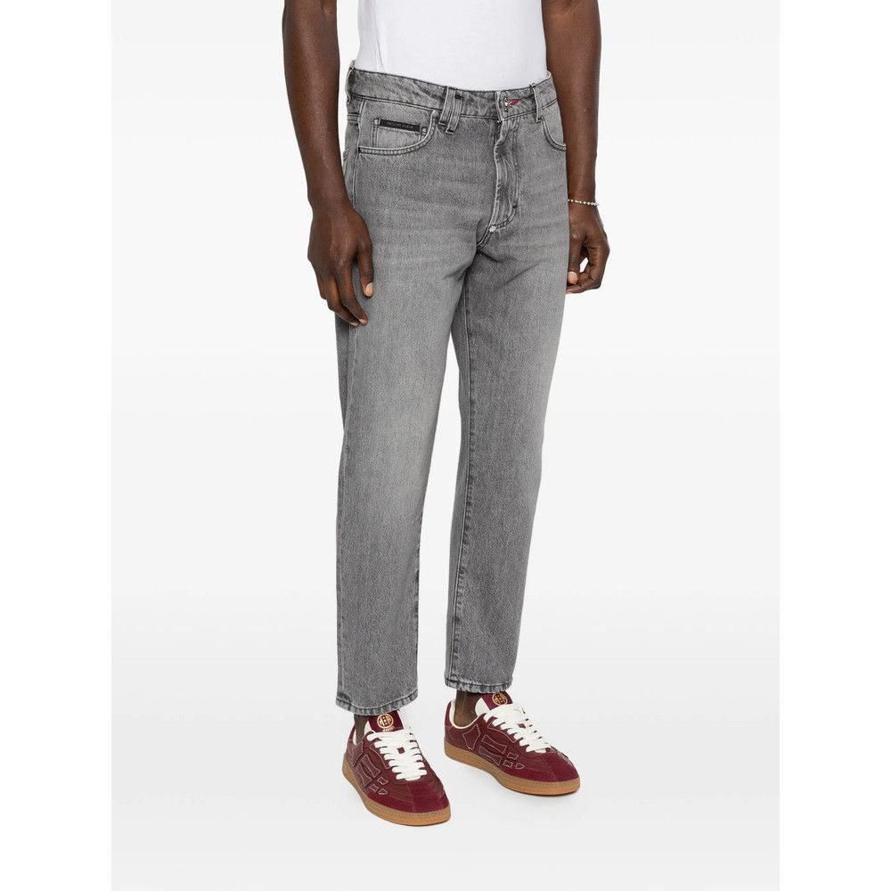 Philipp Plein Philipp Plein GREY Denim - Regular & Straight-Leg Jeans Size US 31 - 4 Thumbnail