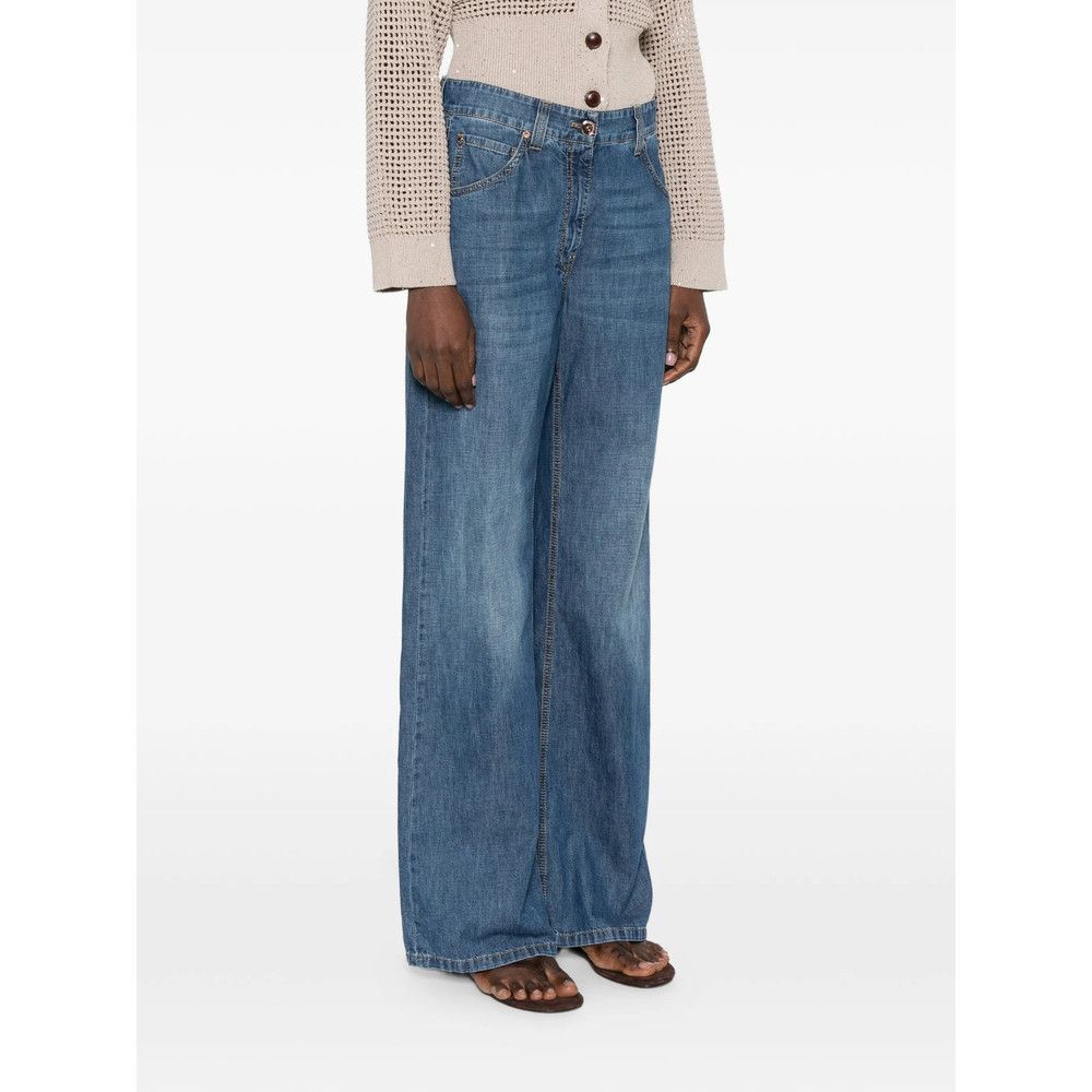 Brunello Cucinelli Brunello Cucinelli BLUE Denim - Wide-Leg Jeans Size 28" / US 6 / IT 42 - 4 Thumbnail