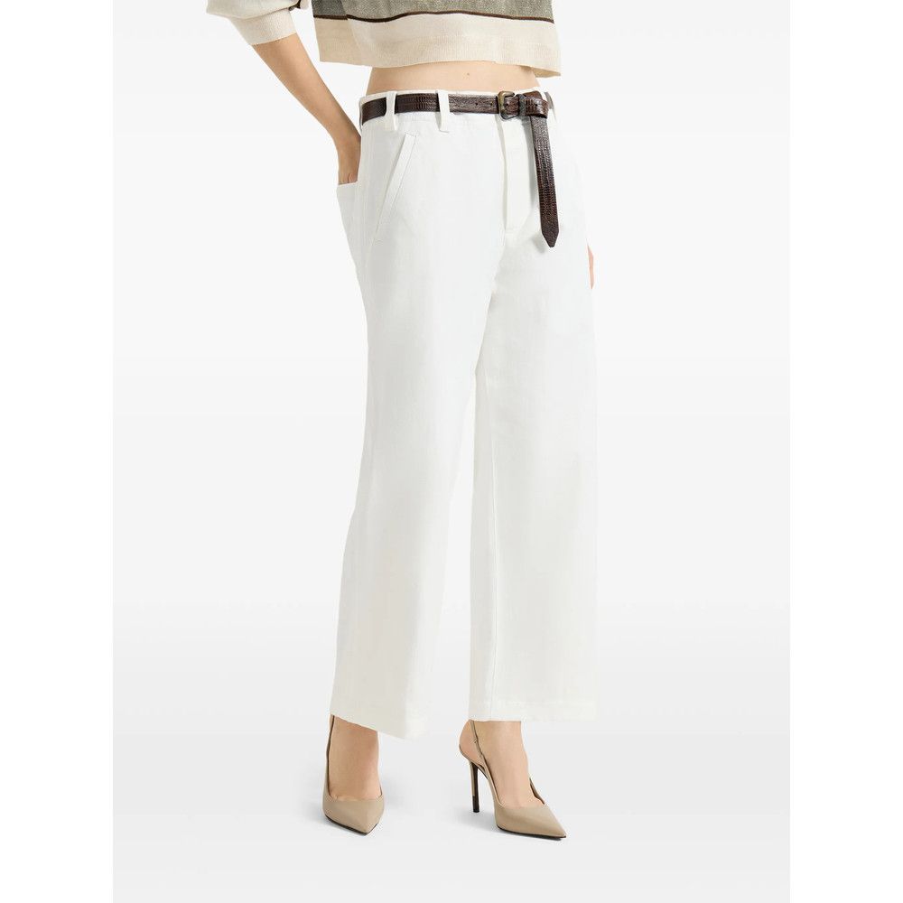 Brunello Cucinelli Brunello Cucinelli WHITE Trousers - Straight Trousers Size 28" / US 6 / IT 42 - 4 Thumbnail