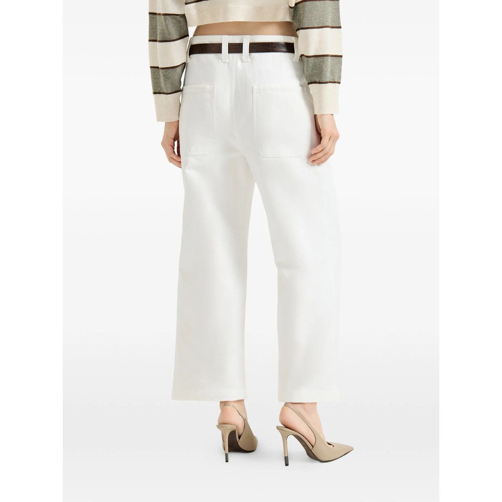 Brunello Cucinelli Brunello Cucinelli WHITE Trousers - Straight Trousers Size 28" / US 6 / IT 42 - 2 Thumbnail
