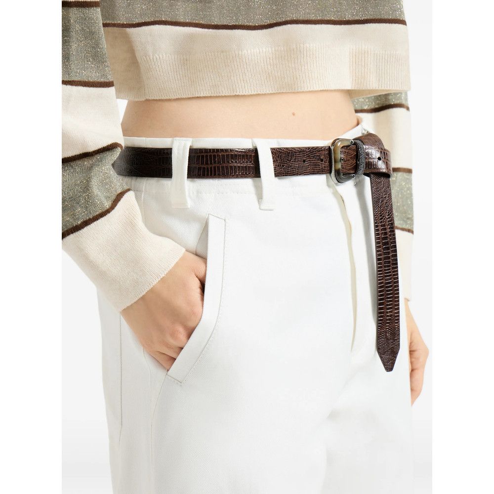Brunello Cucinelli Brunello Cucinelli WHITE Trousers - Straight Trousers Size 28" / US 6 / IT 42 - 3 Thumbnail