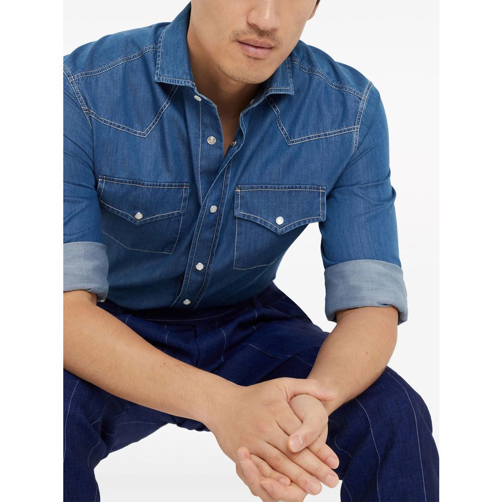 Brunello Cucinelli Brunello Cucinelli BLUE Shirts Size US XL / EU 56 / 4 - 5 Thumbnail