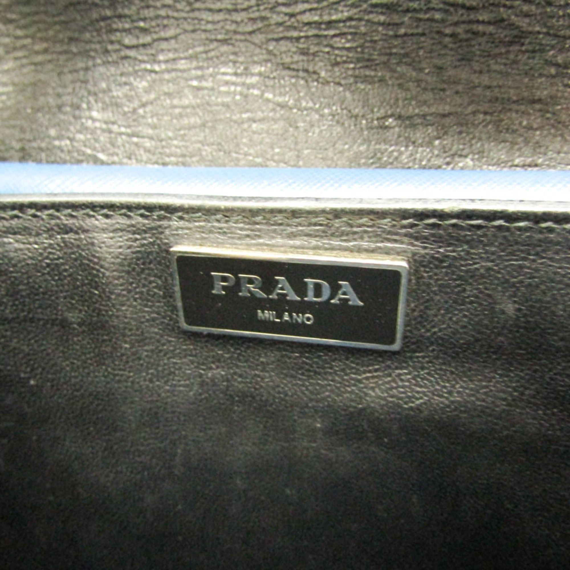 Prada Prada Saffiano Women's Leather Shoulder Bag Blue,Navy Size ONE SIZE - 18 Thumbnail