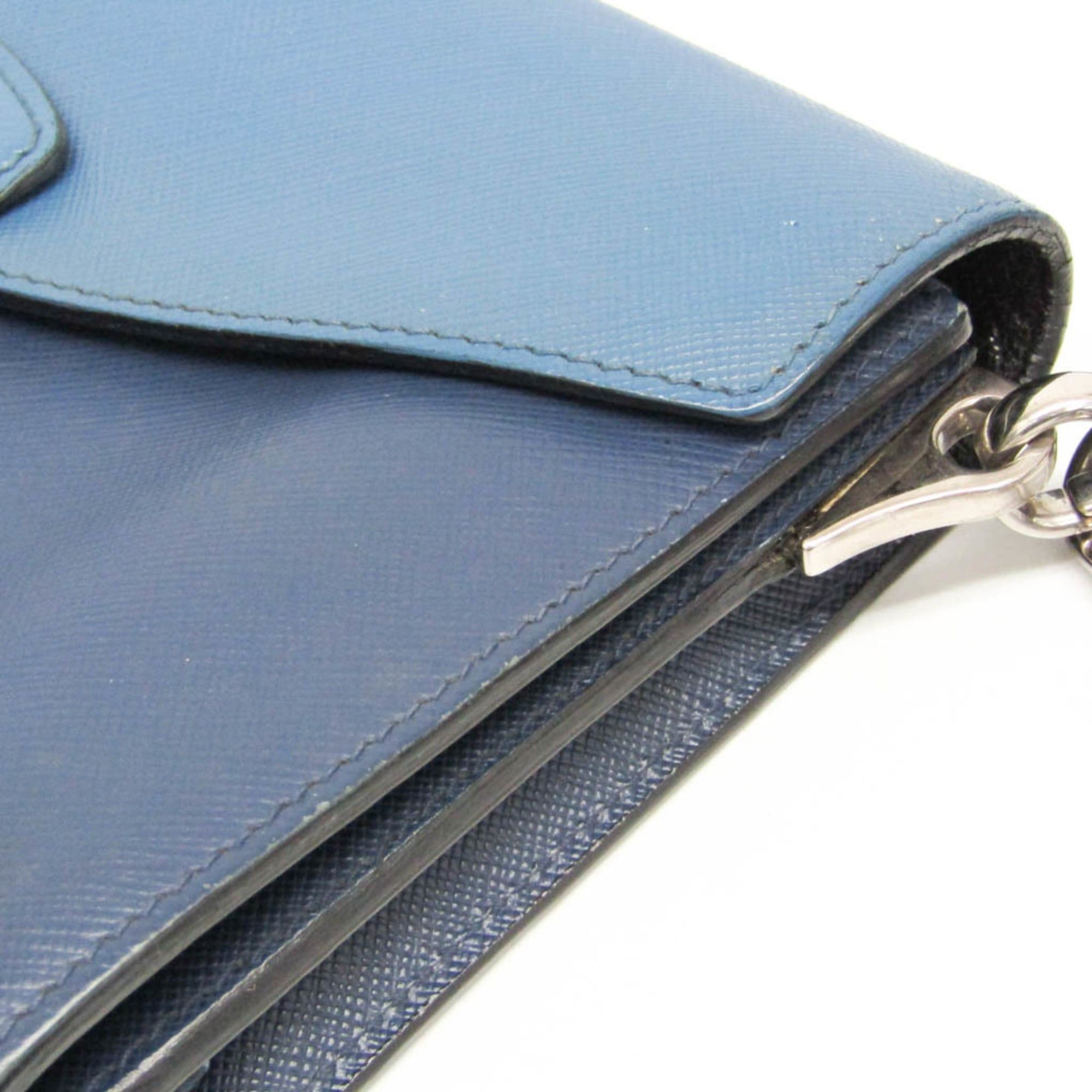 Prada Prada Saffiano Women's Leather Shoulder Bag Blue,Navy Size ONE SIZE - 8 Thumbnail