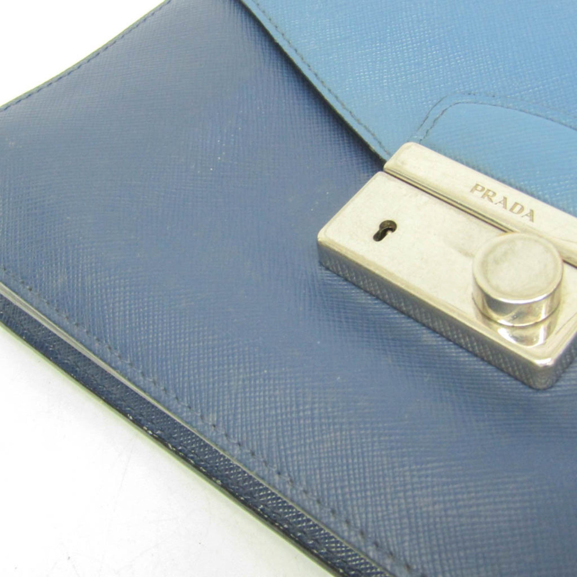 Prada Prada Saffiano Women's Leather Shoulder Bag Blue,Navy Size ONE SIZE - 9 Thumbnail