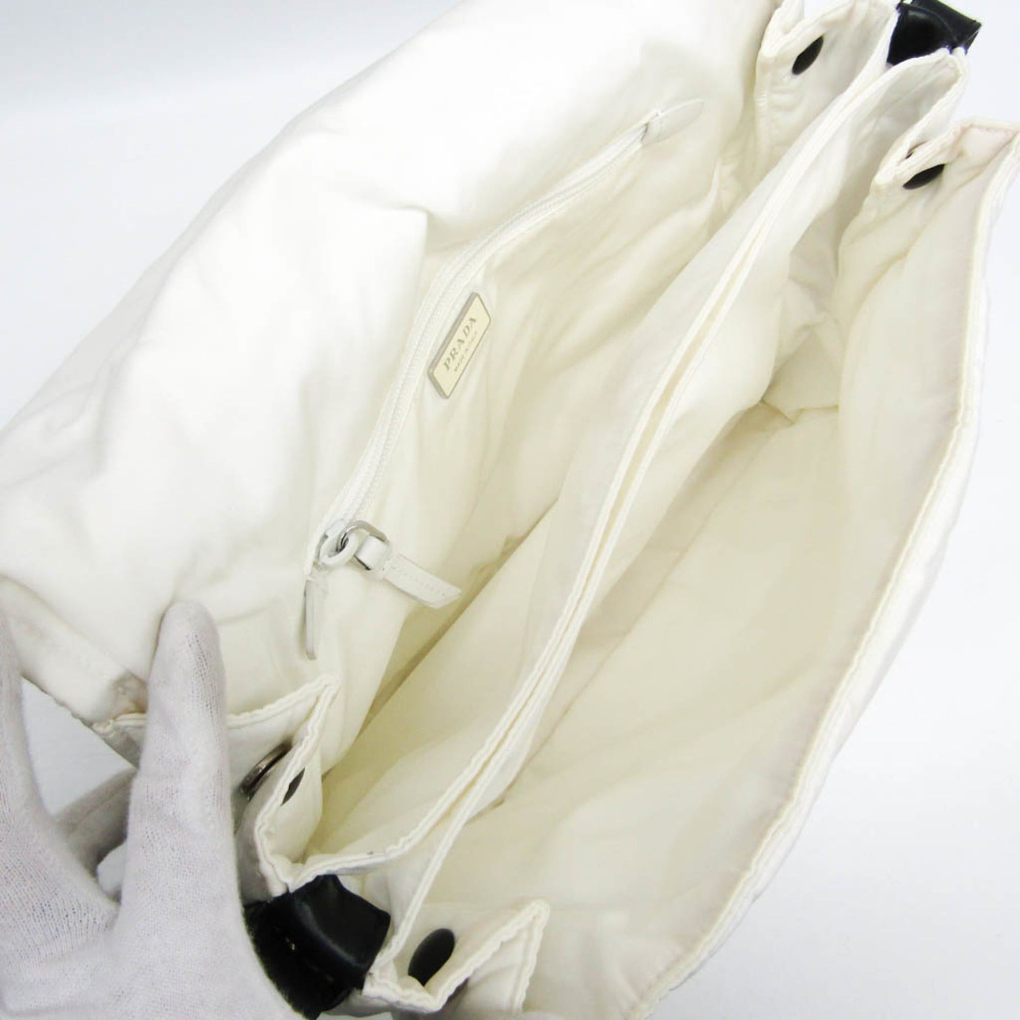Prada Prada Re-Nylon Padded Shoulder Bag 1BD256 Men,Women Nylon,Leather Messenger Bag,Shoulder Bag Black,White Size ONE SIZE - 3 Thumbnail