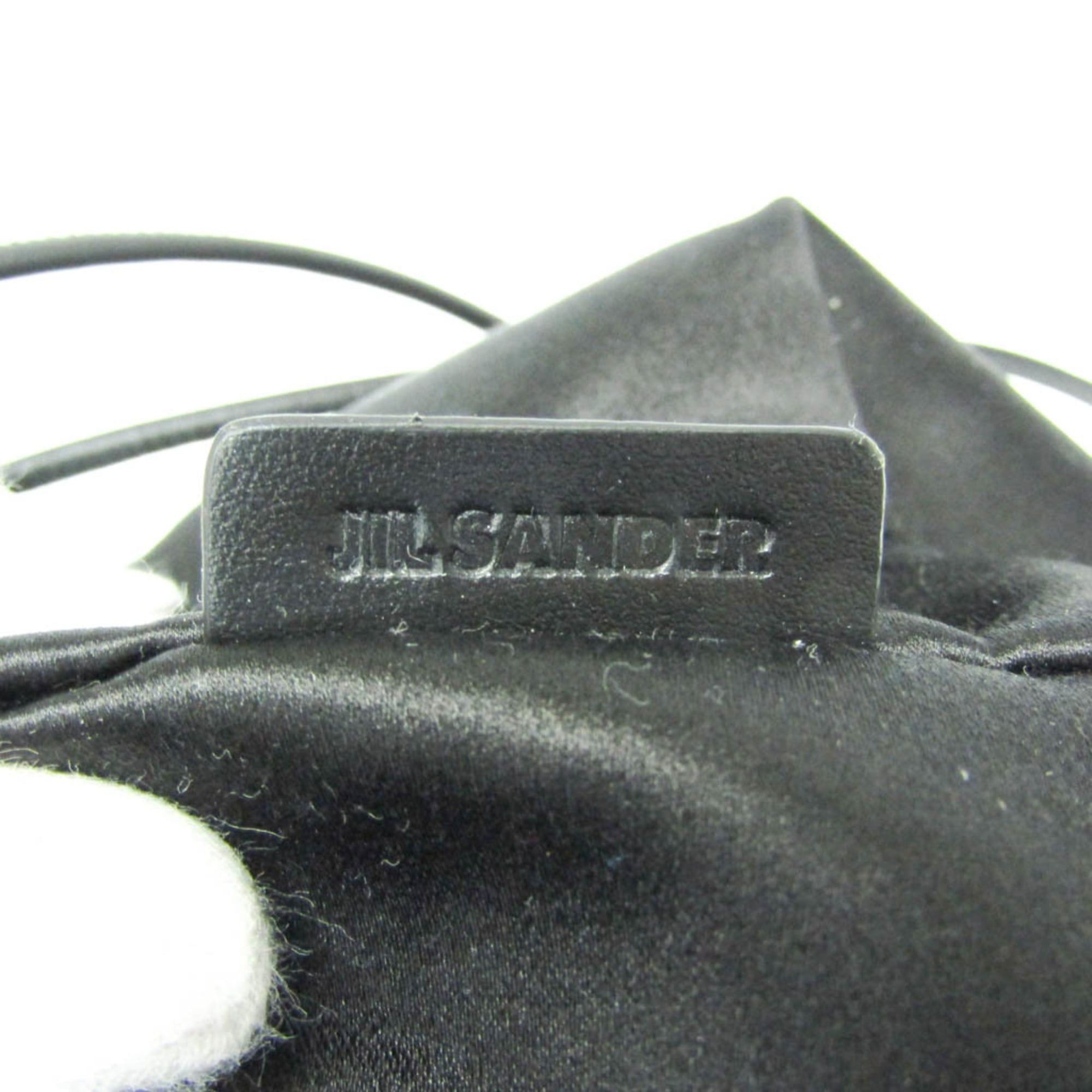 Jil Sander Drawstring Bag Women's Leather,Satin Shoulder Bag Black